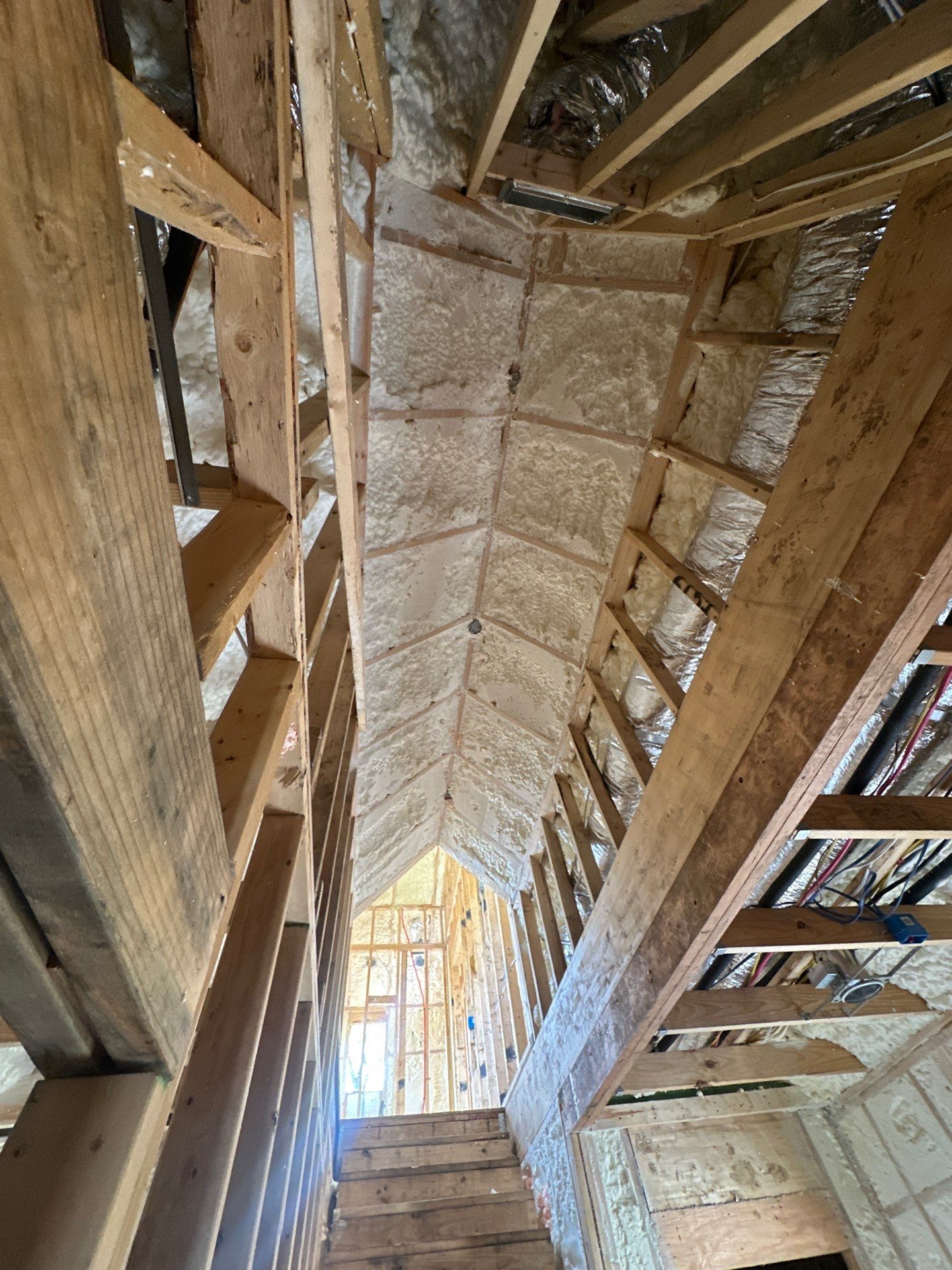 Full encapsulation with open cell spray foam on this custom home in Dallas by Apex Insulation Solutions