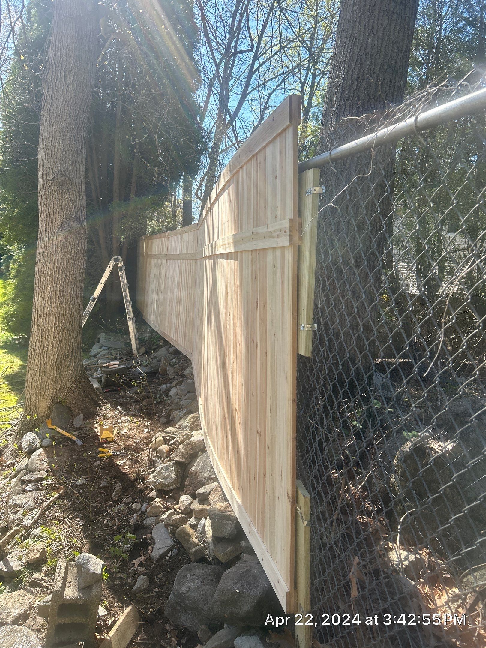 Fence Installation using Privacy Vinyl Fence by A Plus Exterior