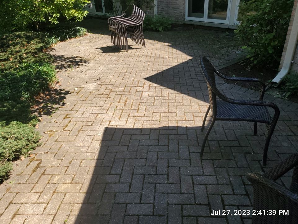 Brick paver clean, sand and seal.  using Polysweep polymeric sand by Northern Power Washing LLC.