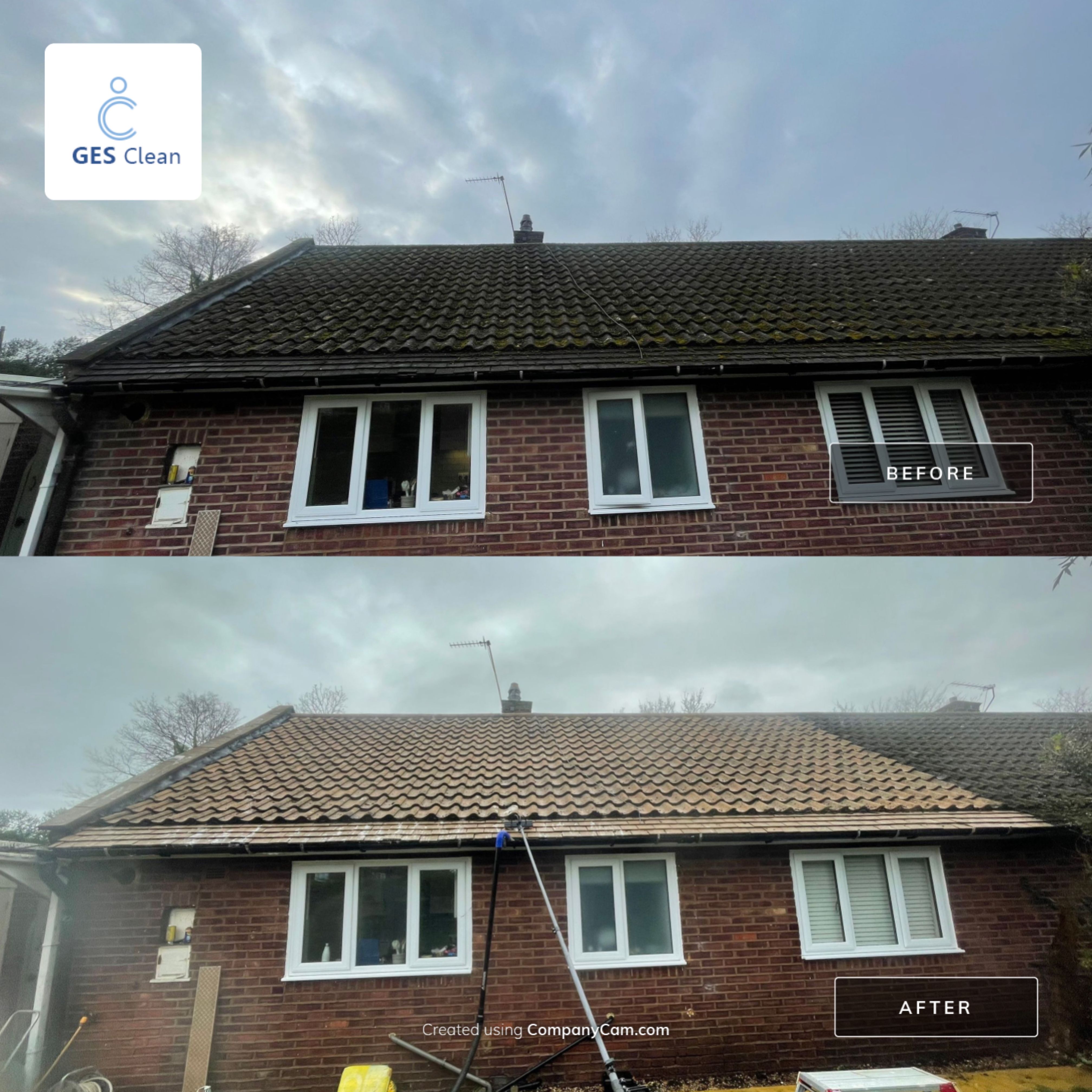 Roof Clean using Mosmatic FSC and Biocide by Ges Exterior Cleaning ltd