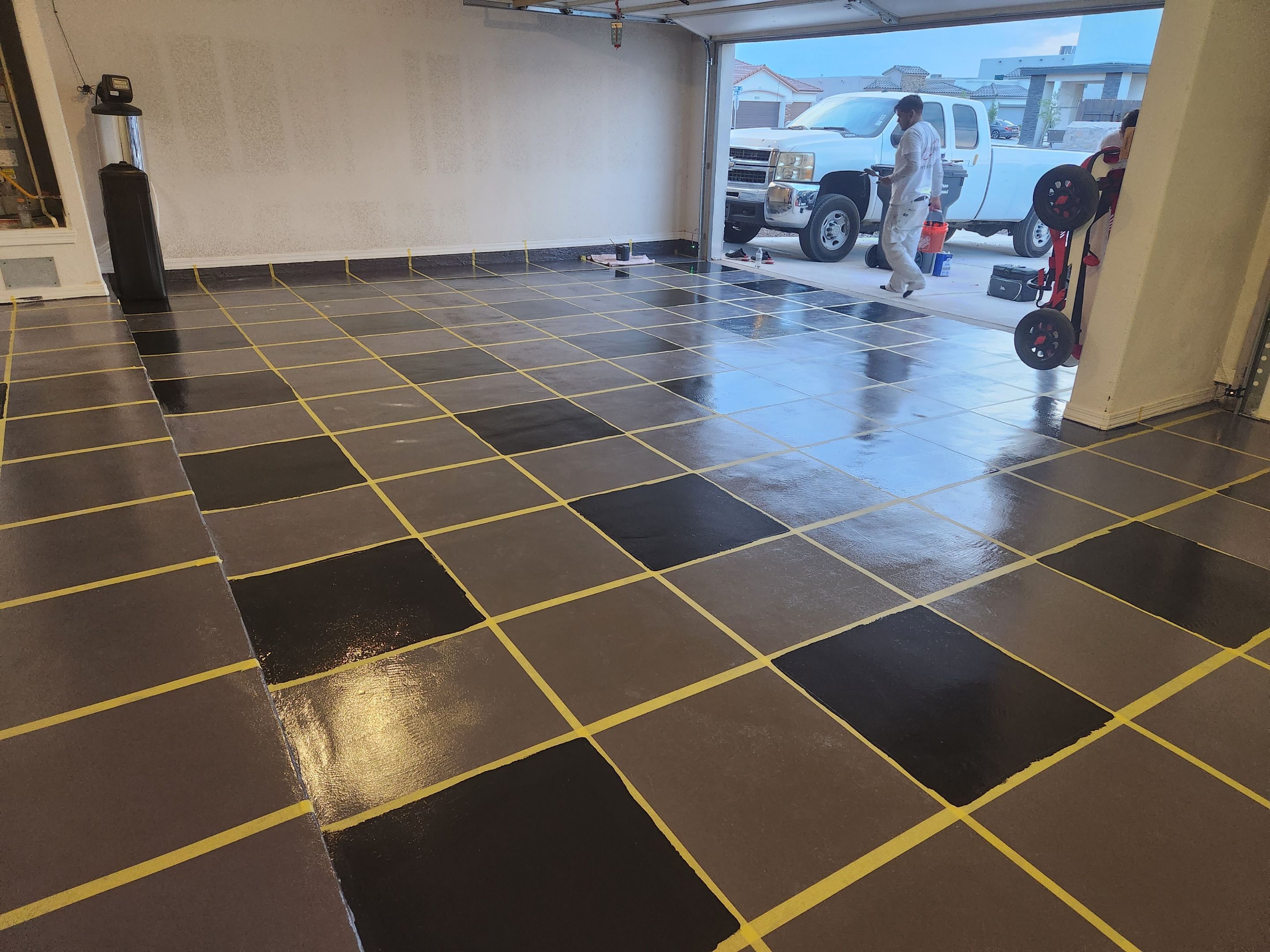 Checkered Garage Floor Coating by Regal Renovate