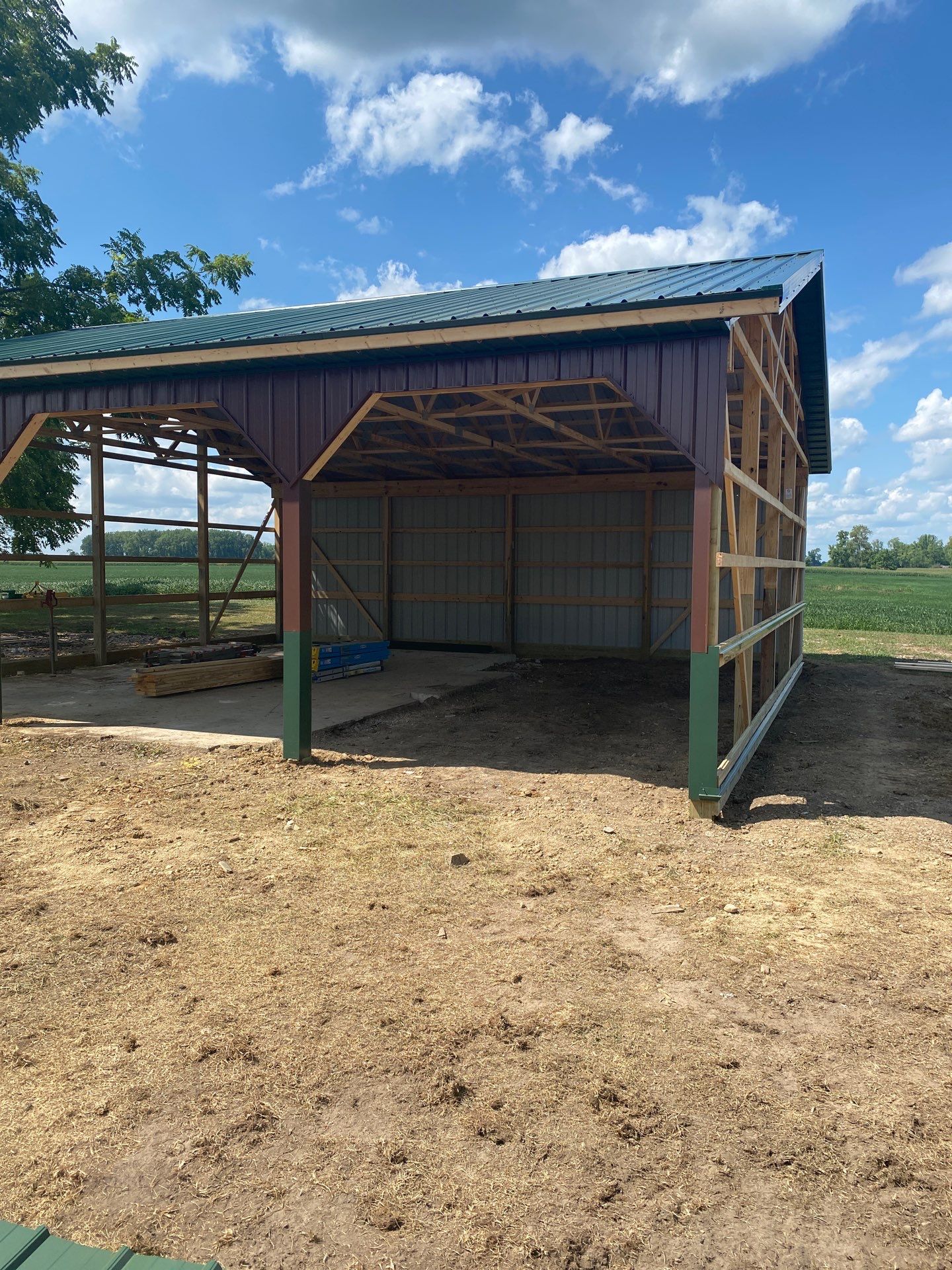 Multi-Bay Custom Pole Barn Construction in Arlington, Indiana by The Barn Builders 