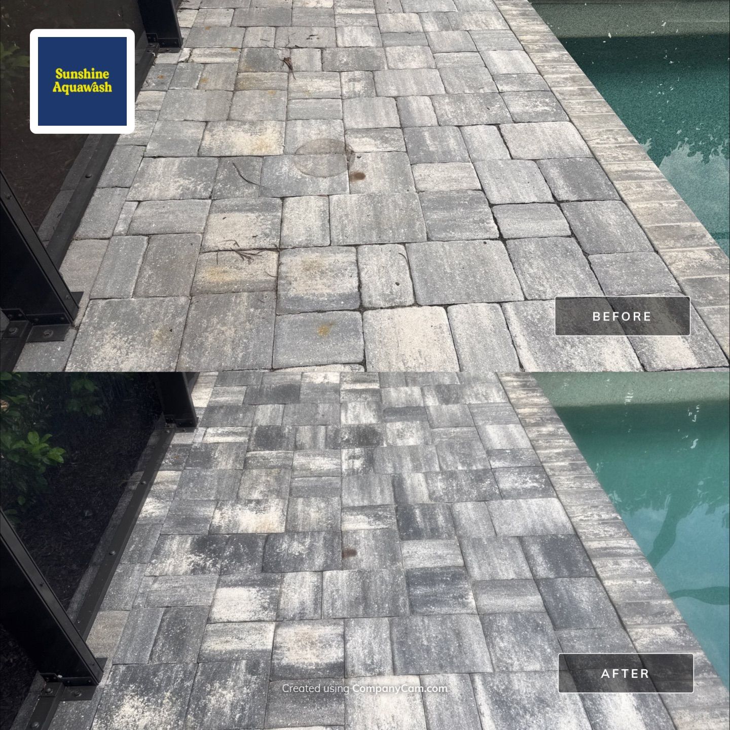 Paver Pool Deck Cleaning, Screen Enclosure & Front Entrance Cleaning – Cresswind at Lakewood Ranch, FL 34211 by Sunshine AquaWash
