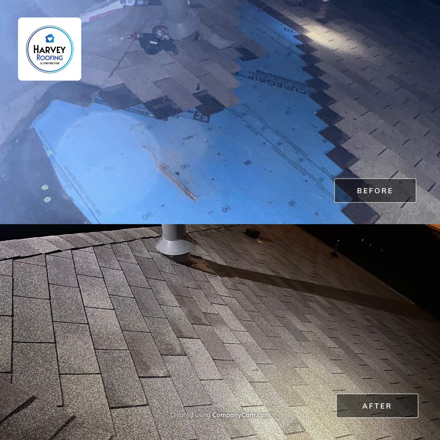 Residential Roofing Repair using Various Roof Repair Materials by Harvey Roofing & Construction