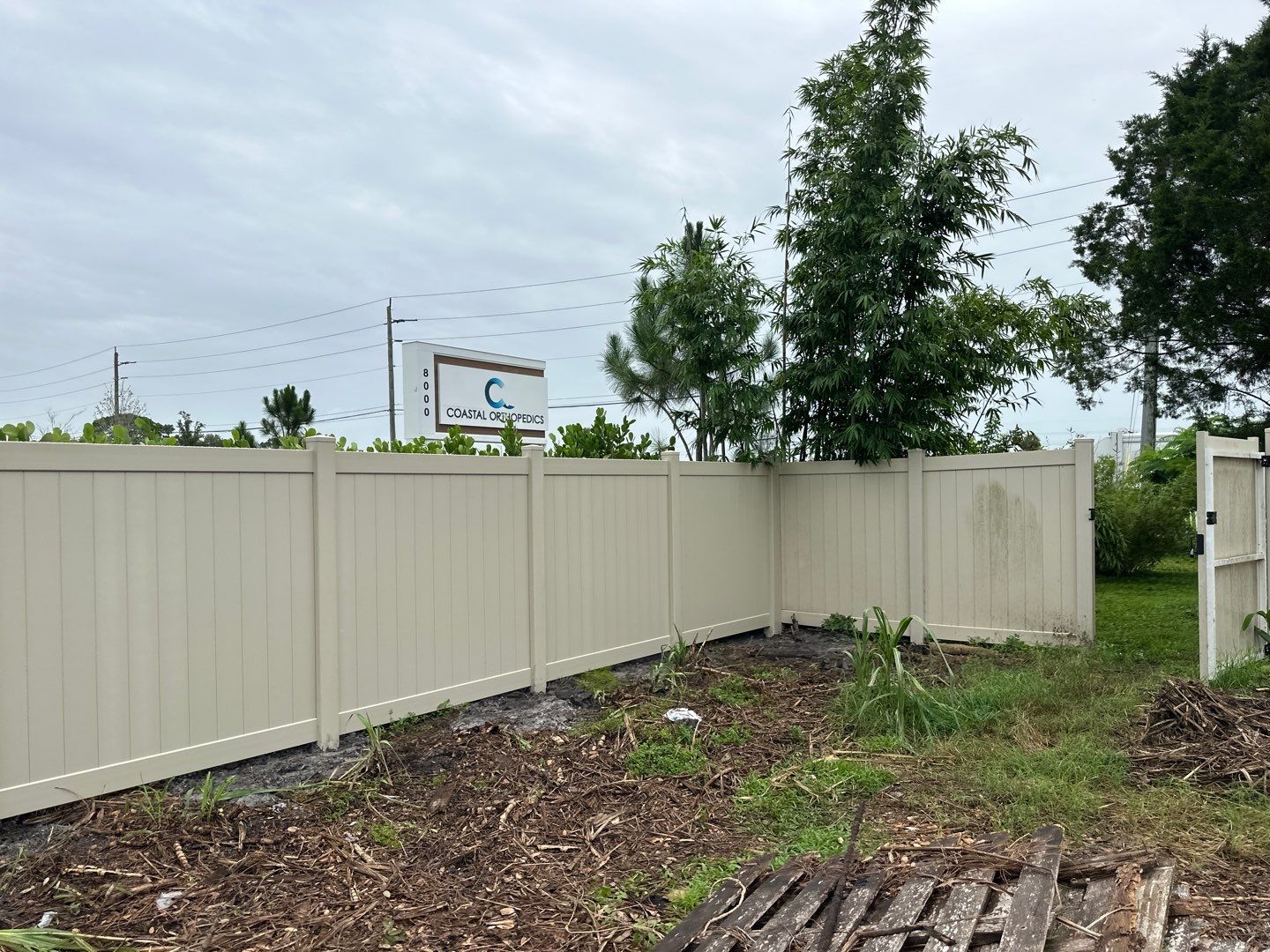 Vinyl Fence Installation using Tan Vinyl Privacy Fence by Asap fence and gates, LLC