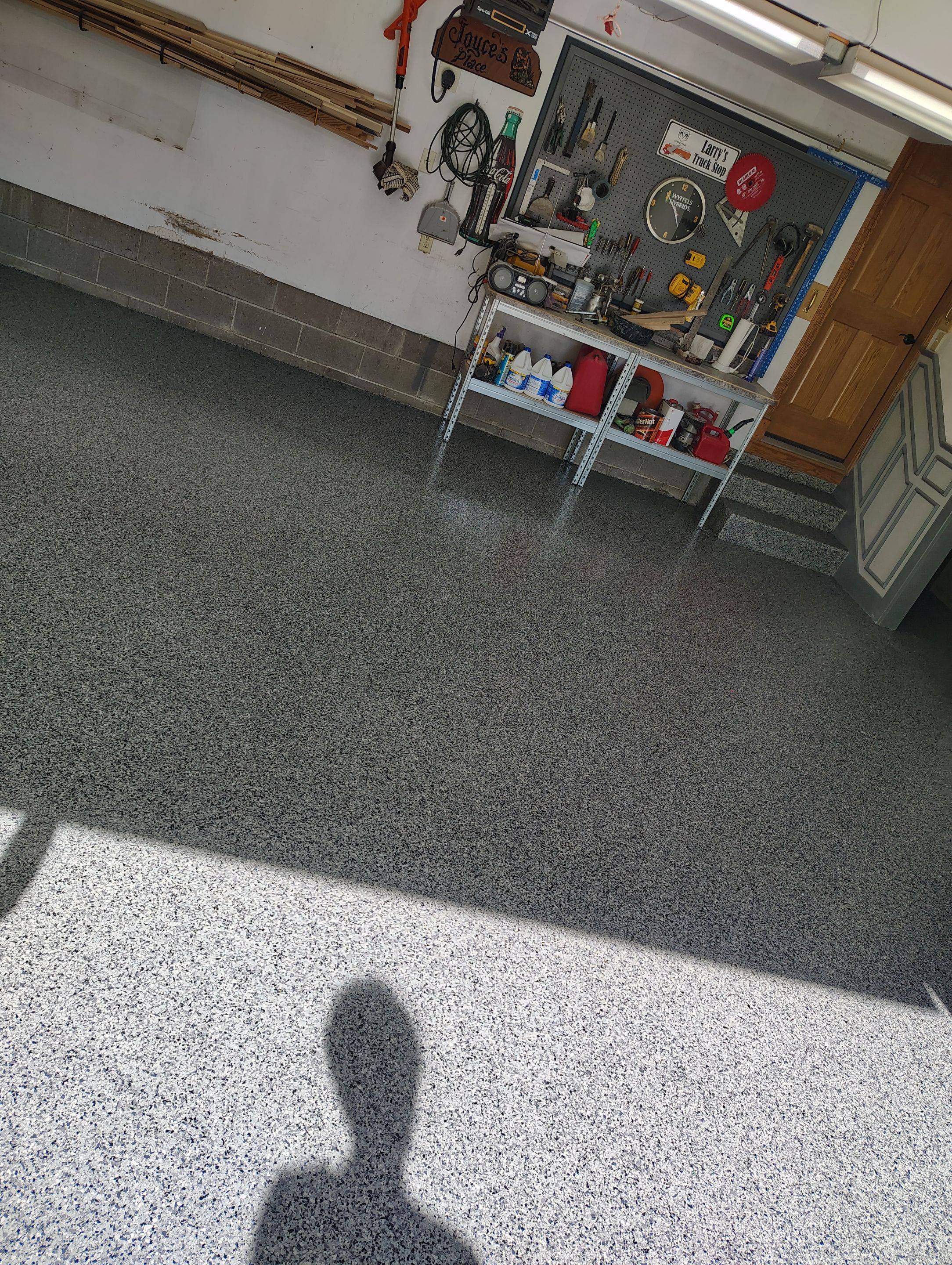 Nightfall Decorative Chip Garage Floor Coating in Luverne, Minnesota by Select Painting, Coatings & Garage Cabinets