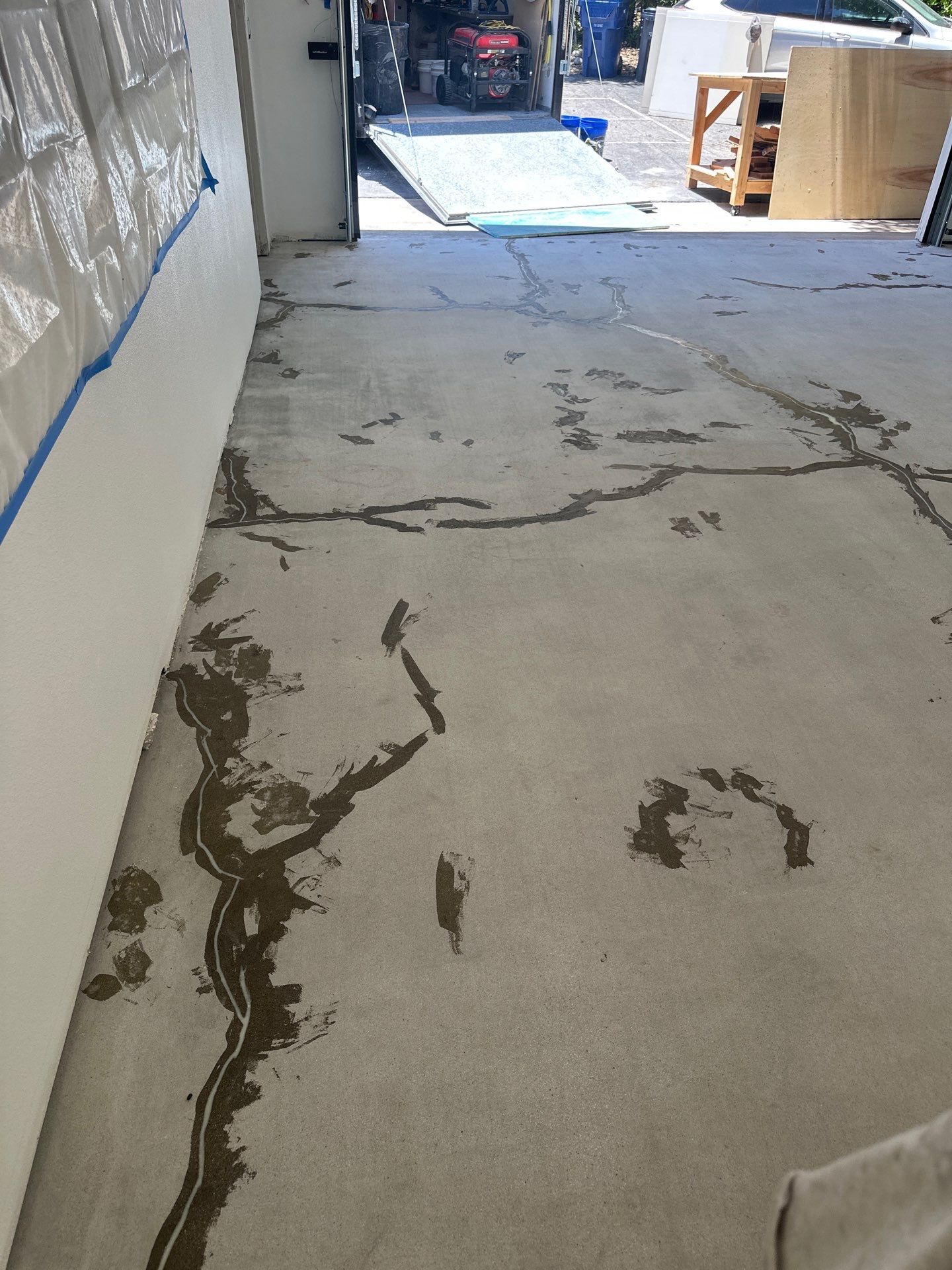 Atascadero Garage Floor Restoration with Moisture Vapor Barrier and Chips by MGP Coatings