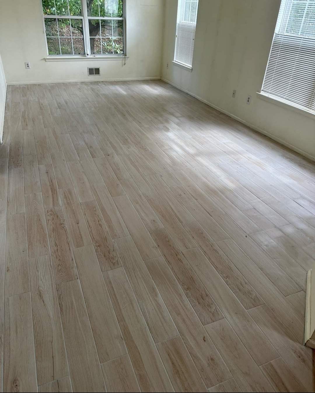 Plank Tile installation using Large Format Porceline Tile by Footprints Floors Morristown