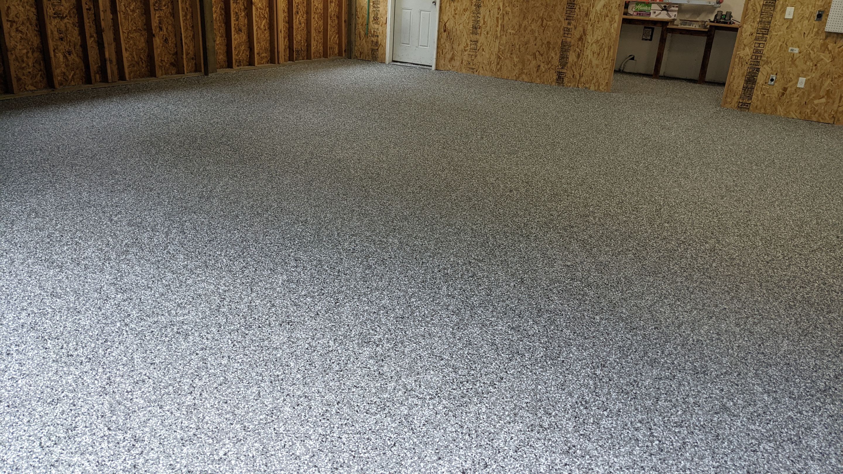 Garage Transformation using Penntek Evolution System and Smoke Color by Croc Coatings, LLC