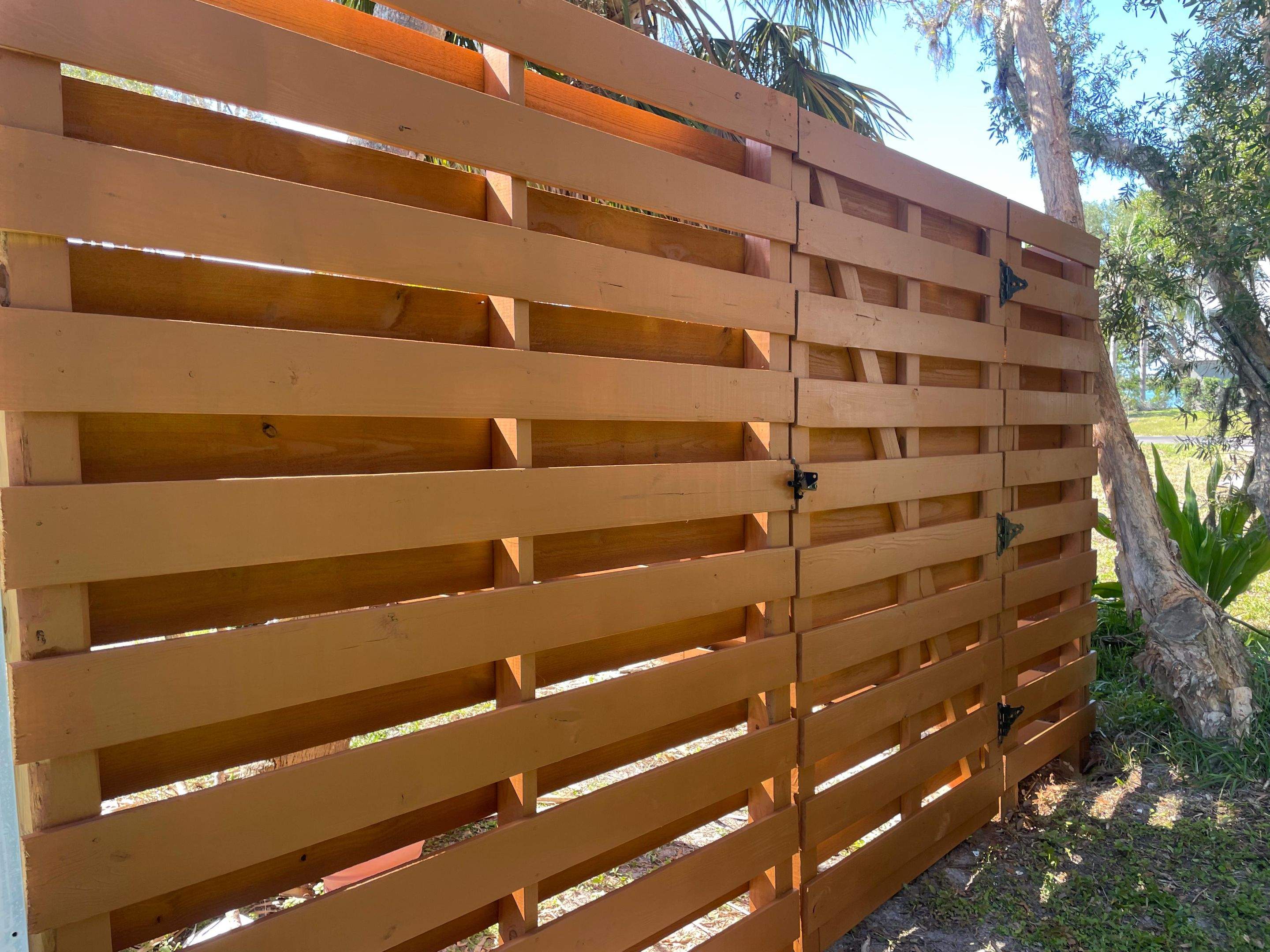 8'H Stained Shadowbox Wood in Nokomis by True Fence LLC