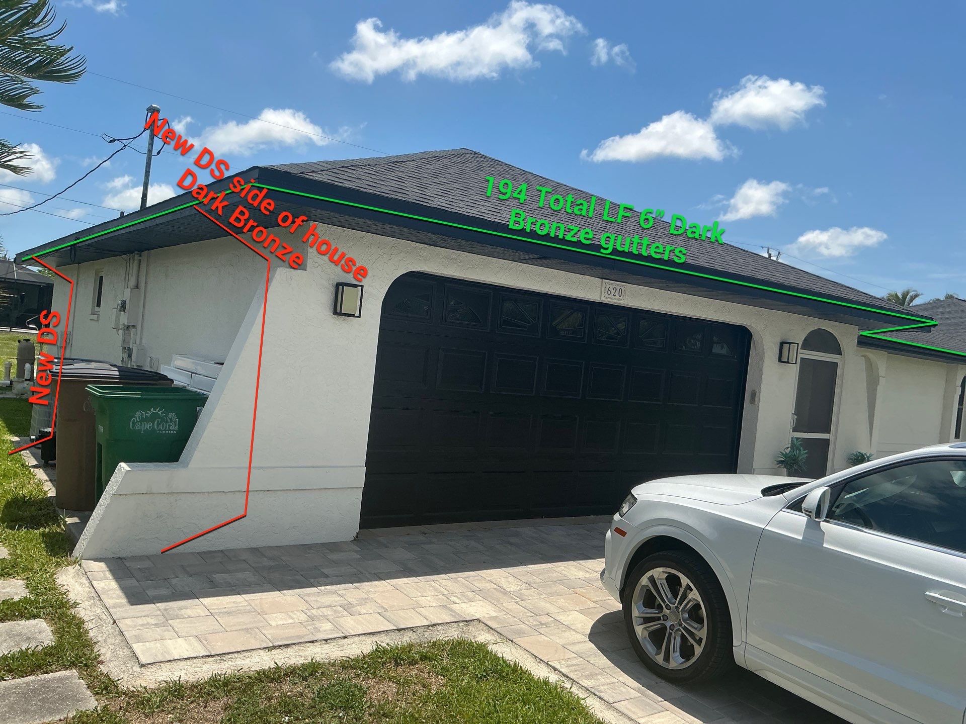 Black Seamless Gutters for a Modern Look in Cape Coral FL by Gutter Professors