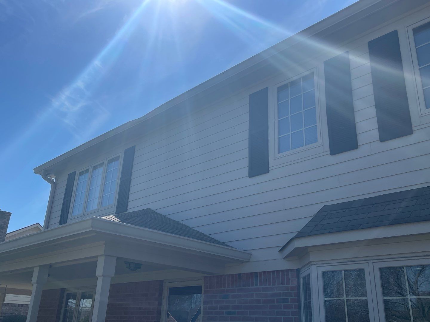 Tornado damage in Whiteland. Roof replacement, James Hardie siding, exterior paint, gutters, windows, doors by 317 Roofing & Restorations