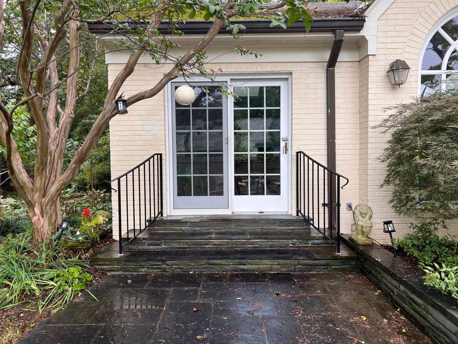 Residential Exterior Railing Installation for Bethesda Stone Entry by Capitol Iron Works