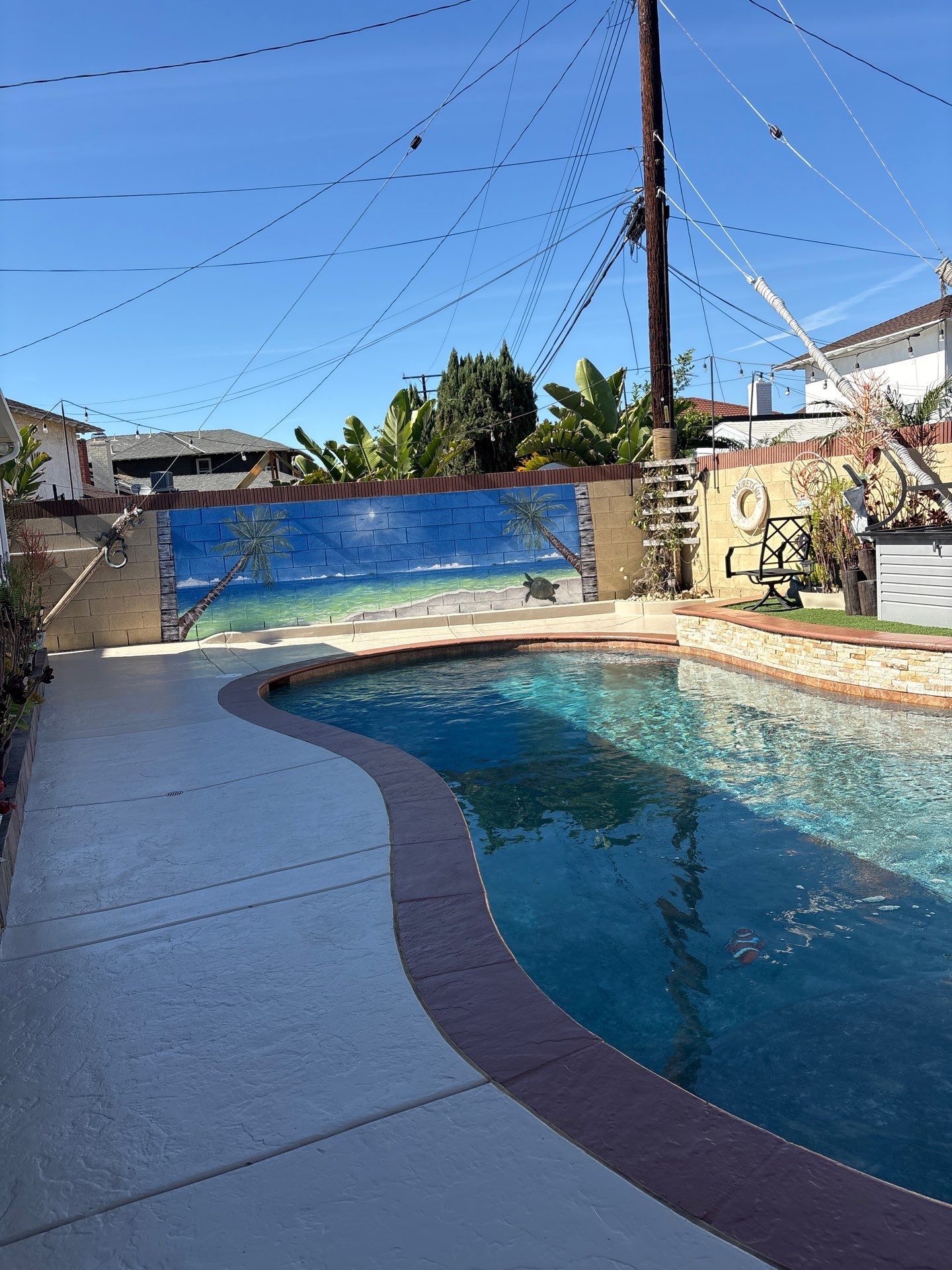 Sandblast & Staining Pool Deck In by La Power Washing Inc