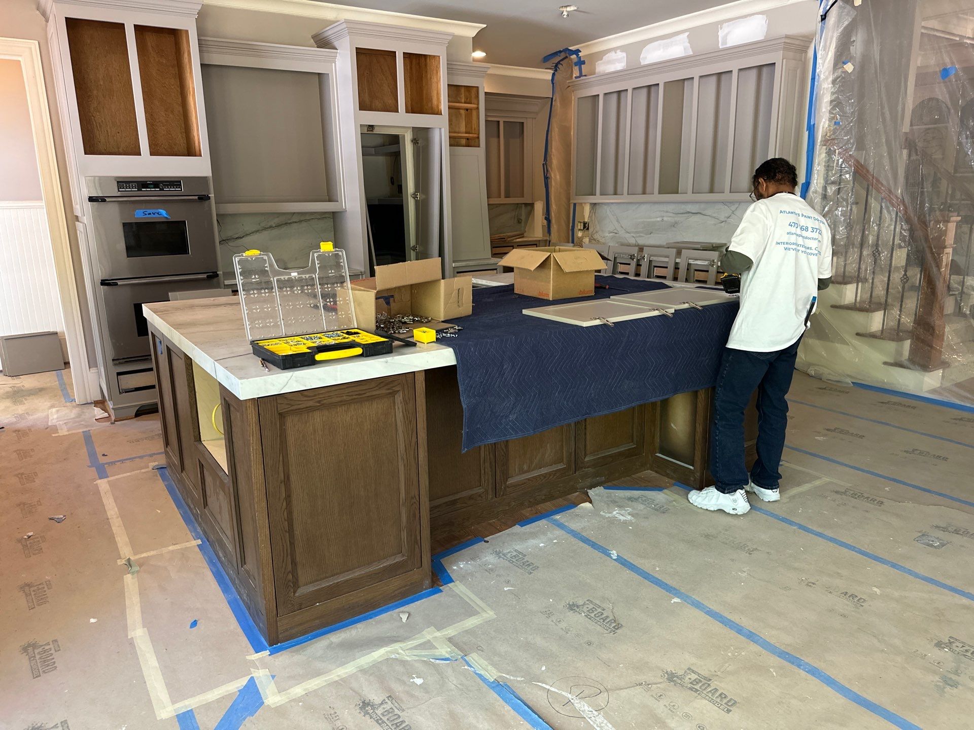 Cabinet Transformation – Kitchen & Living Room by Atlanta's Paint Doctor