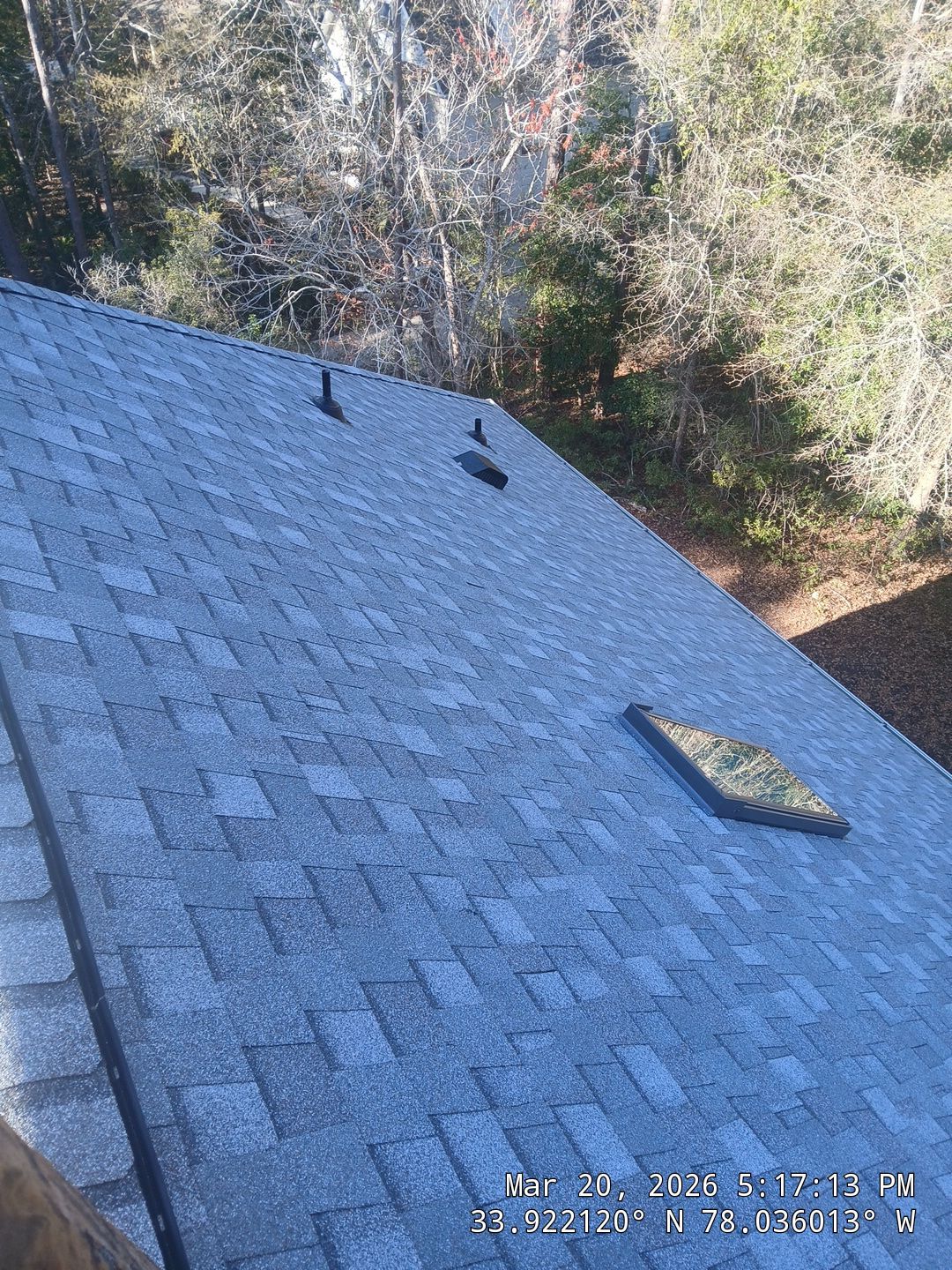 Indigo Plantation Southport NC Fortified Roof Replacement Southport NC CertainTeed Landmark Pro Cobblestone Gray Skylight Installation by RGR Construction and Roofing, LLC