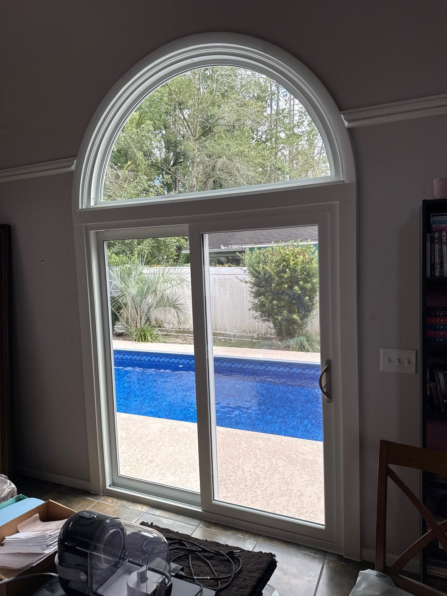 Custom Arched Transom and Sliding Patio Door Replacement in Gainesville by Windows & Doors Store