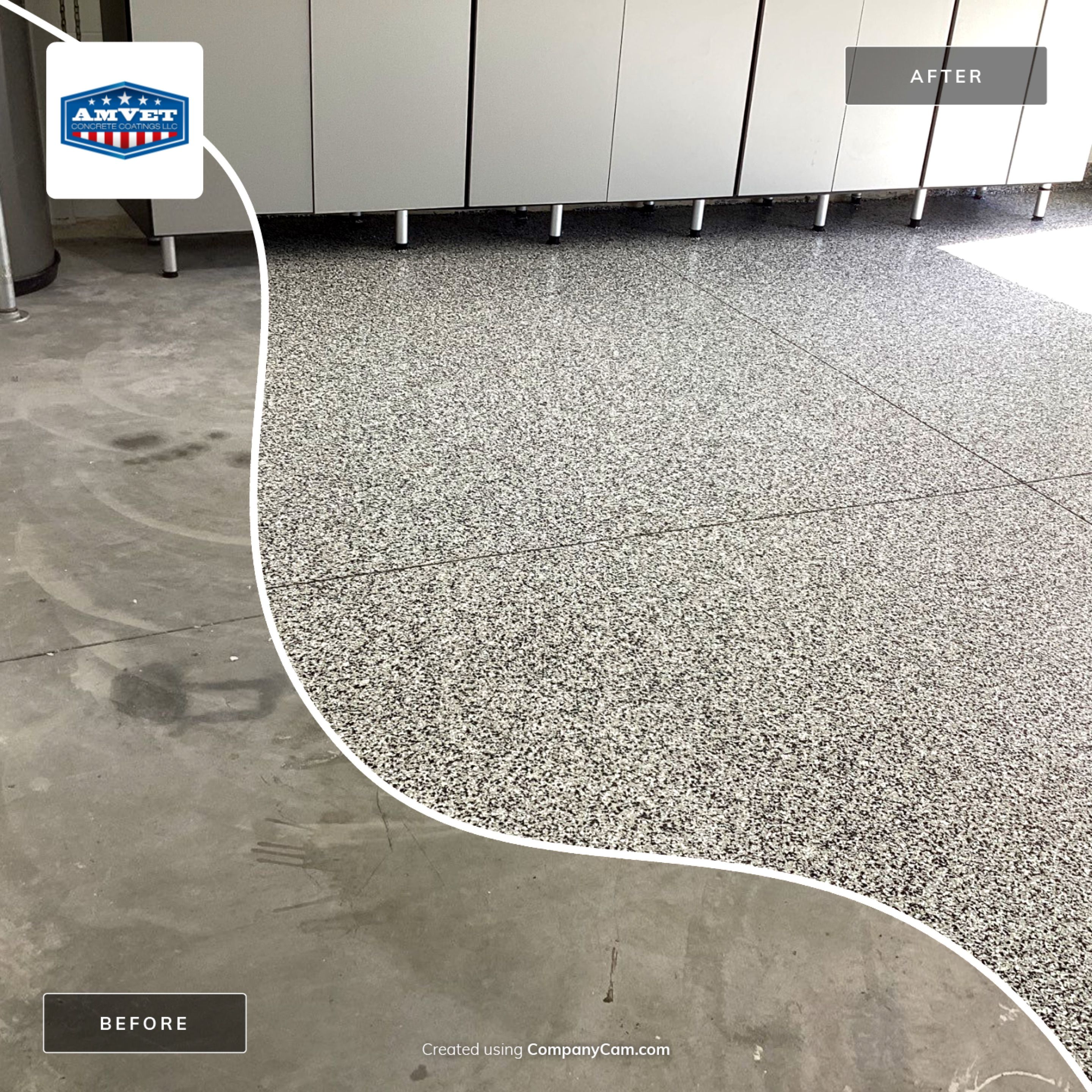 Garage using Domino by Amvet concrete coatings llc