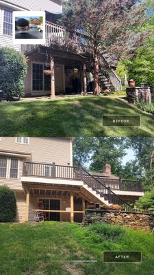 Deck Replacement, using Trex Select Whiskey Barrel and Transcend Railings in Black. 