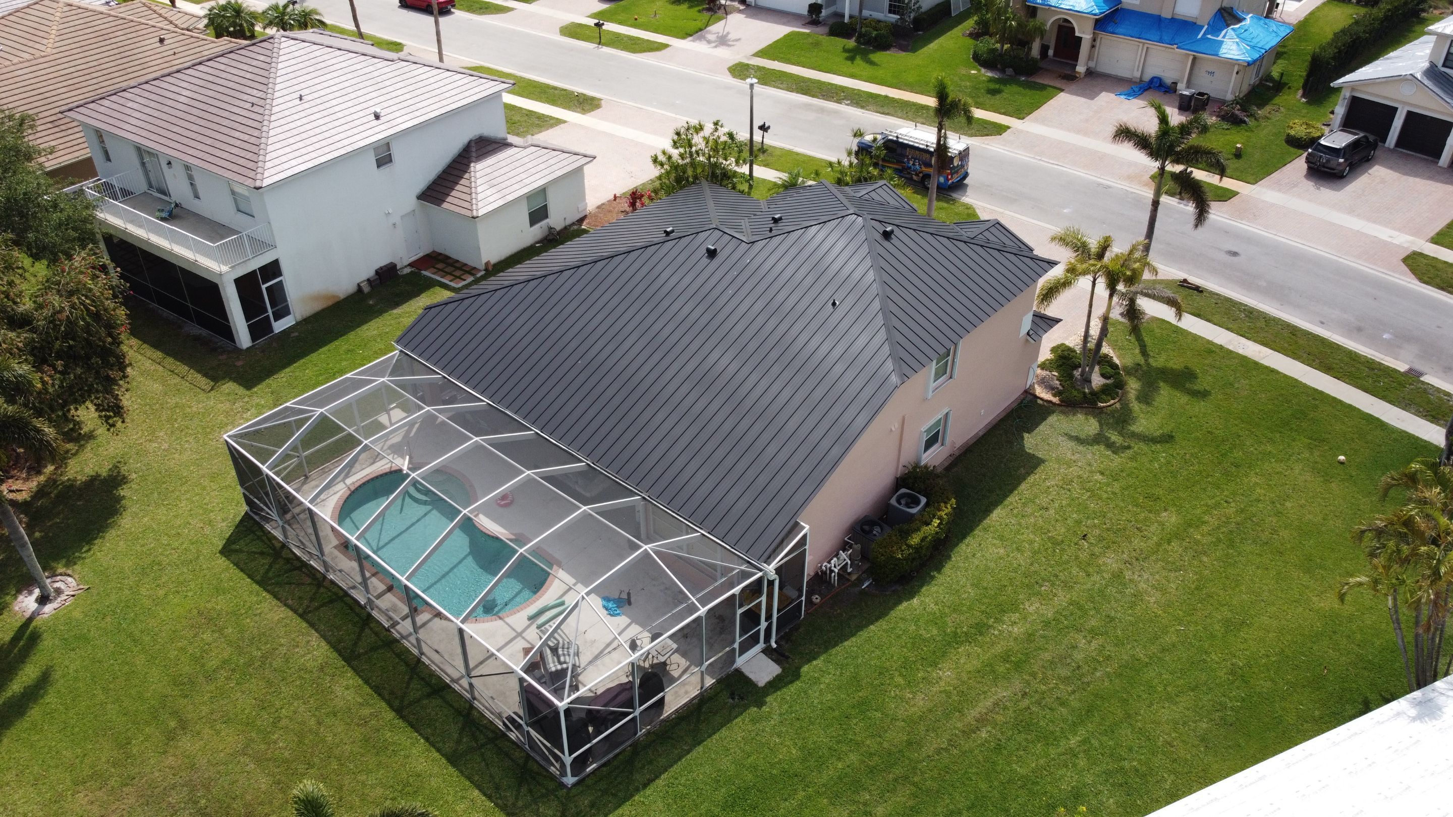Residential Roofing Installation using 1" Nail strip metal roof by BLUES BROTHERS ROOFING