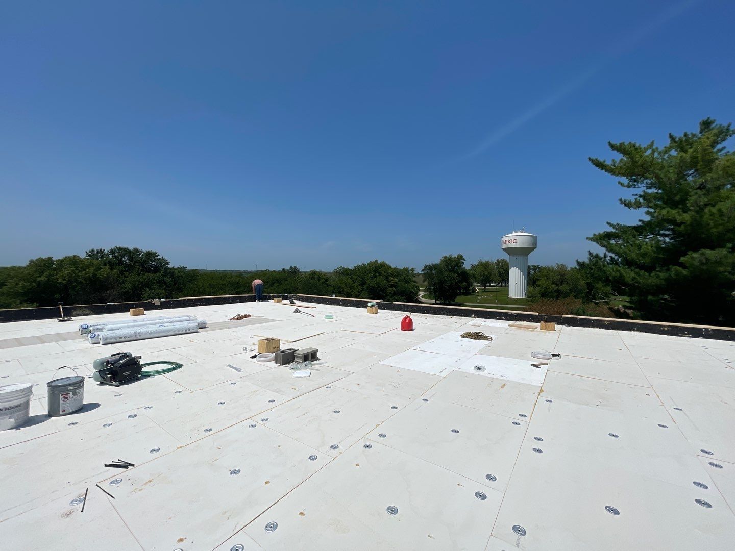 Commercial Flat Roof IB PVC Install  by Titan Commercial & Residential Roofing 