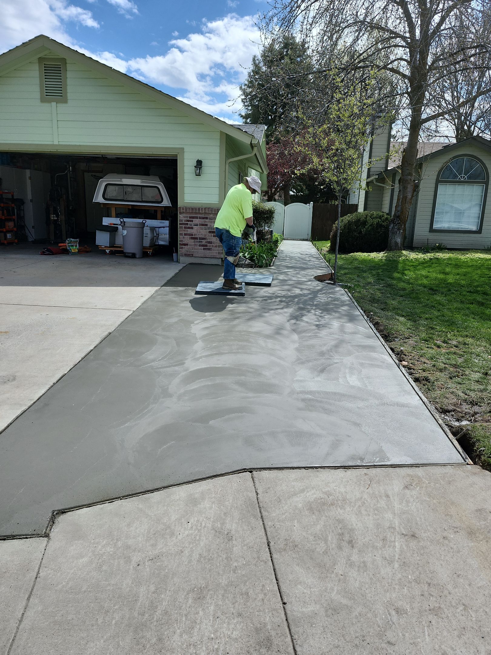 Gravel Walkway into Gorgeous New Concrete by Mr. Mudd Concrete