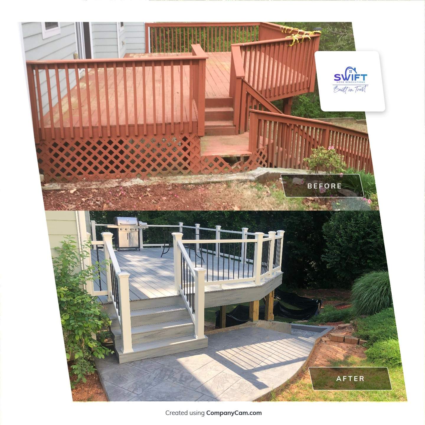 Composite Deck Replacement and Stamped Concrete Patio in Kennesaw by Swift Home Renovations