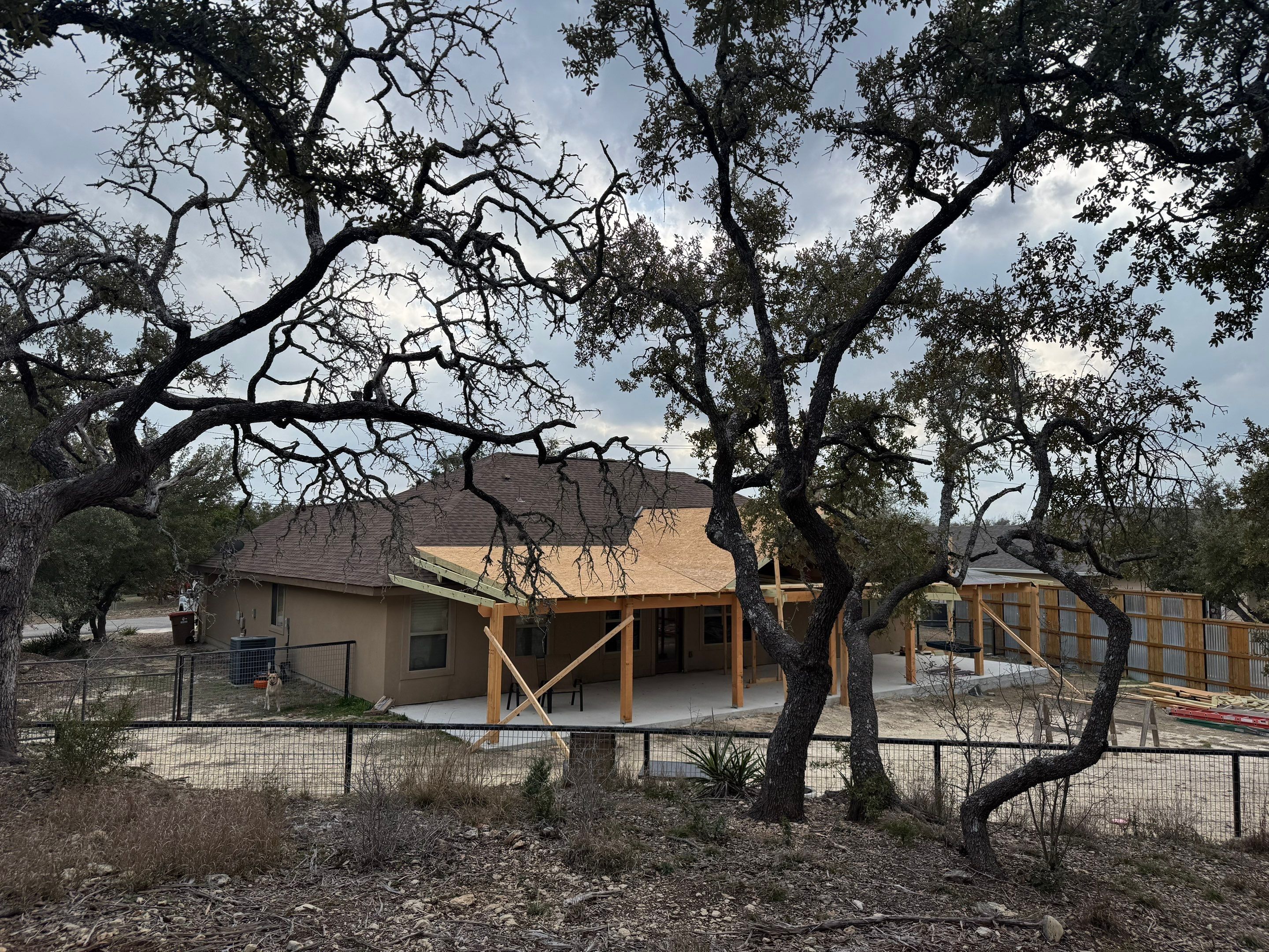 Reroof with Back Patio Addition using Owens Corning Duration Aged Copper by Lightning Exteriors