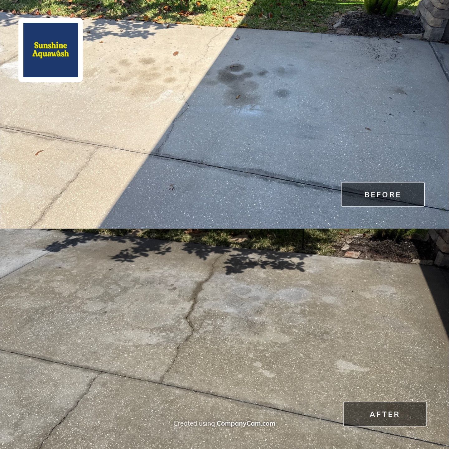 Concrete Driveway Oil Stain Removal | Harrison Ranch Community | Parrish, FL by Sunshine AquaWash