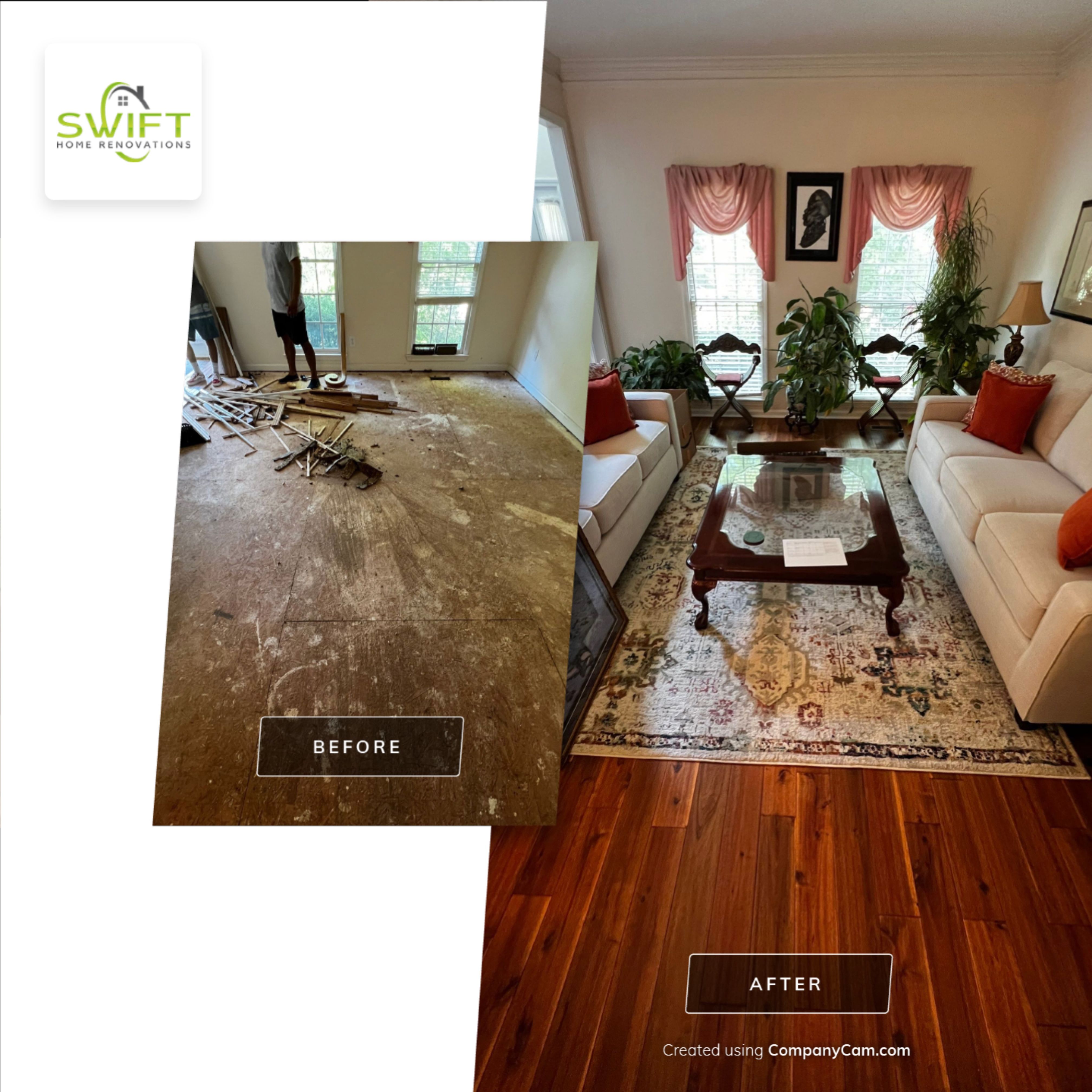Hardwood Floor Replacement and Staircase Upgrade in Kennesaw Georgia by Swift Home Renovations