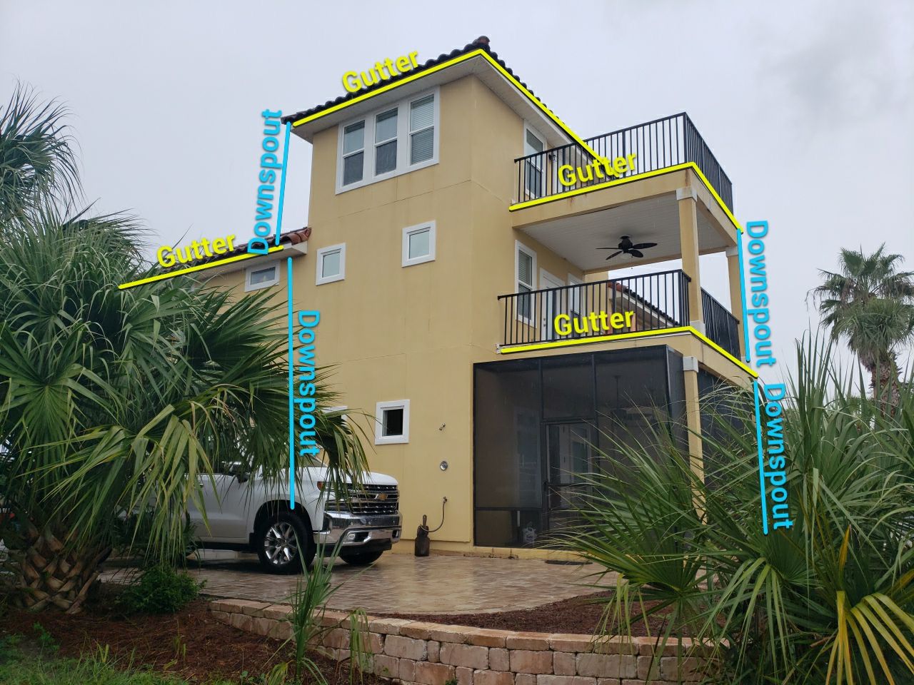 Three-Story Home Gutter Installation using K-Style Seamless Gutters by Gutter Professors