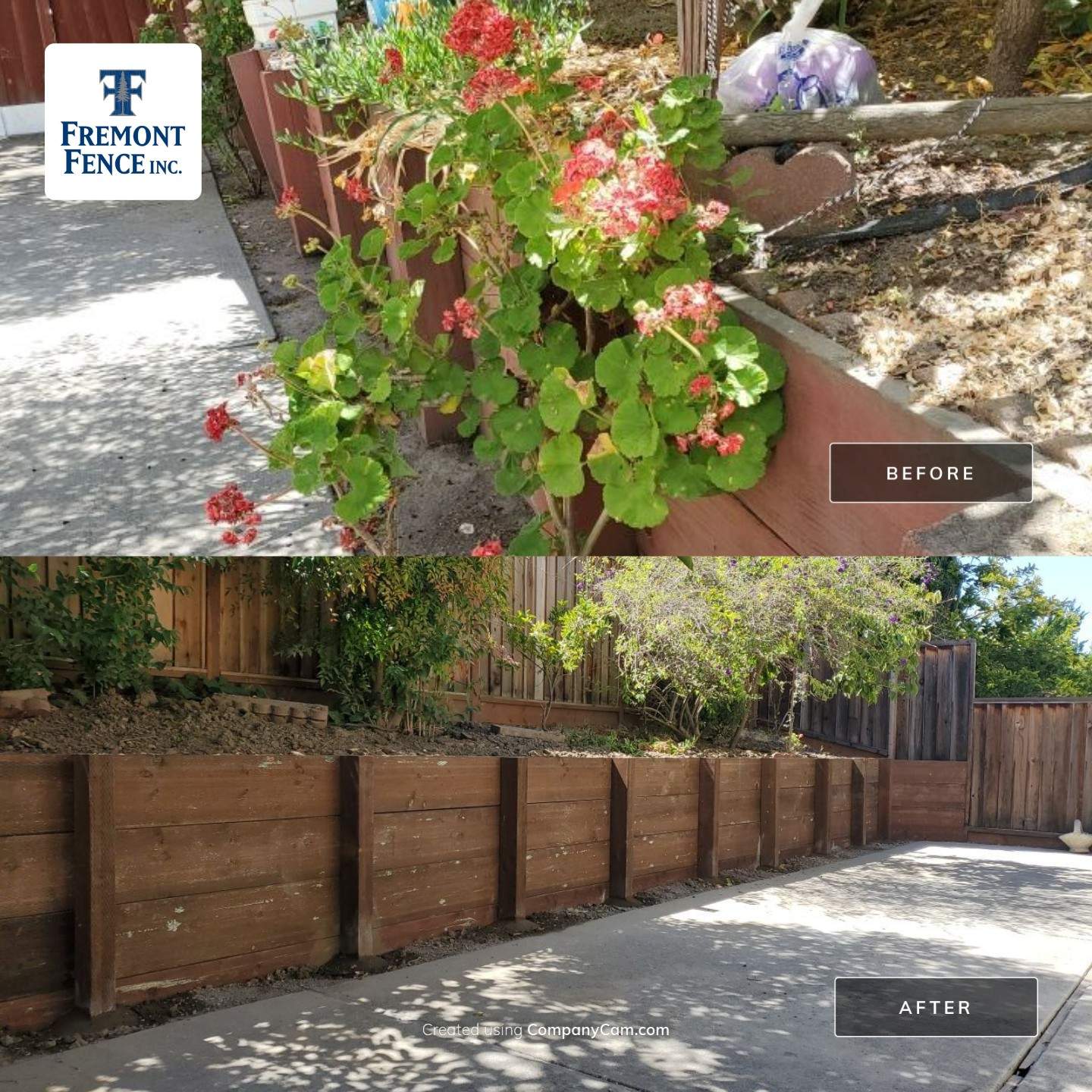 Board on Board & 3' high retaining wall by Fremont Fence Inc