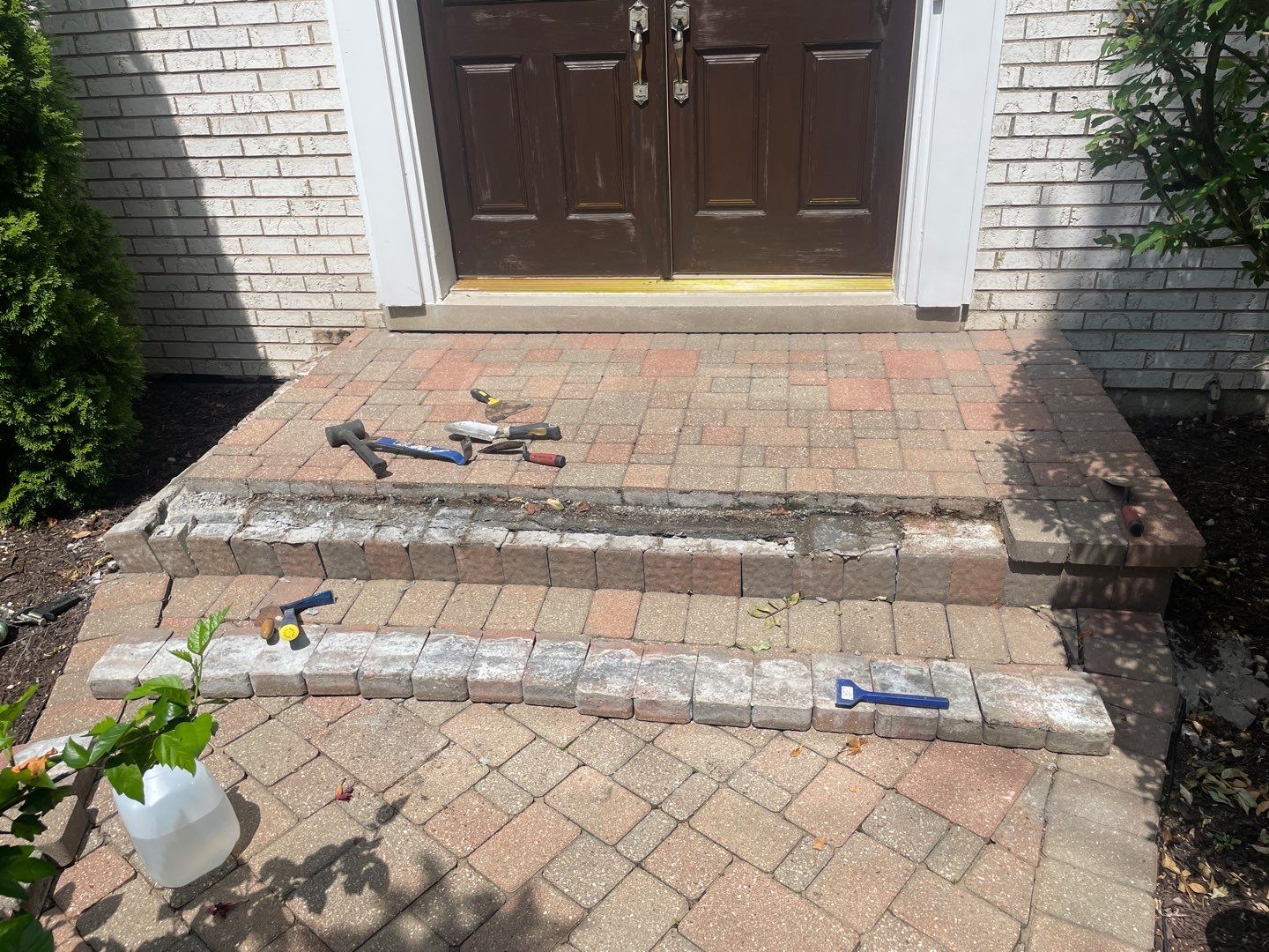 Brick step repair by Northern Power Washing LLC.