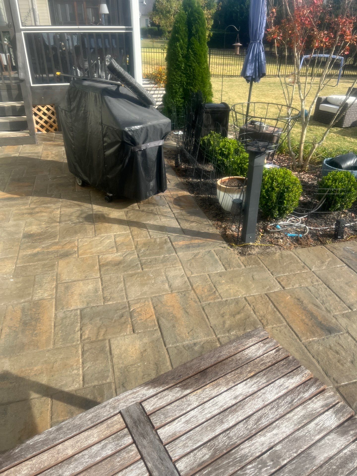 Patio using Wood Sealant, Top Coat, and PolySand by DuraSeal