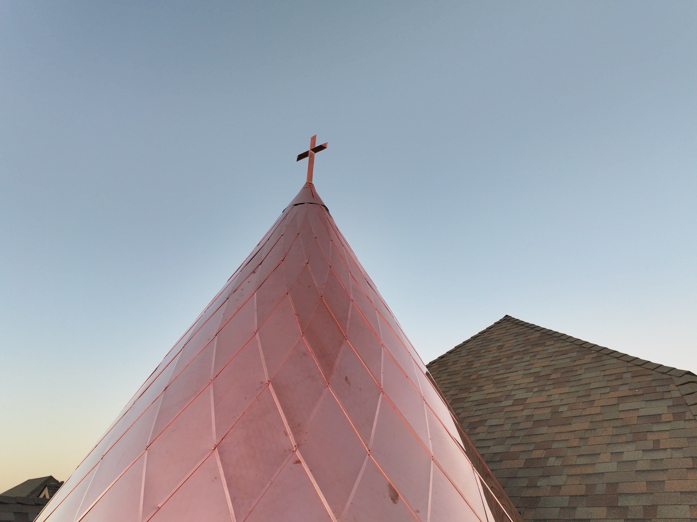 Installing Custom copper turret and Malarkey Vista Class 4 shingles Hail Damage Upgrade by Becker Roofing and Exteriors