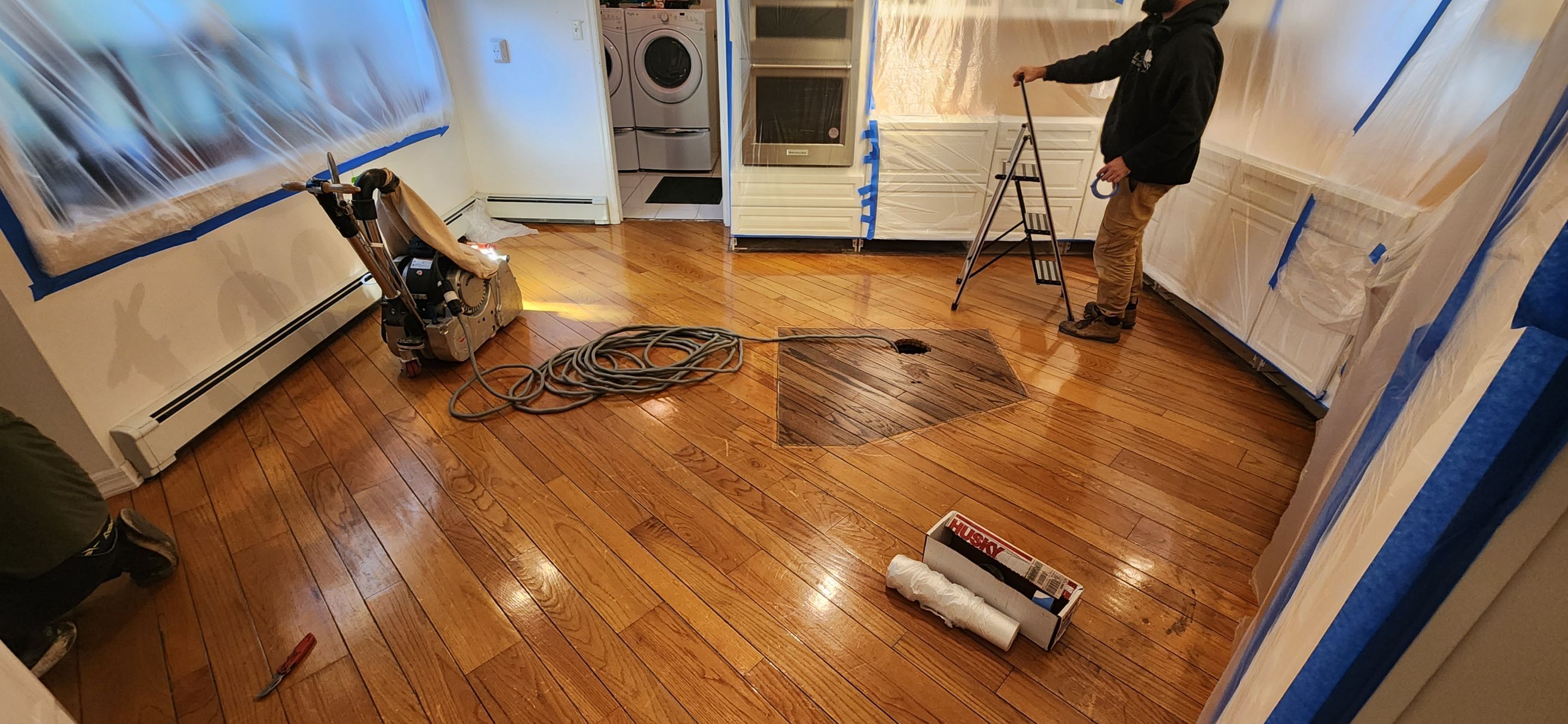 Red Oak refinish with Loba water based Gloss by Footprints Floors Morristown