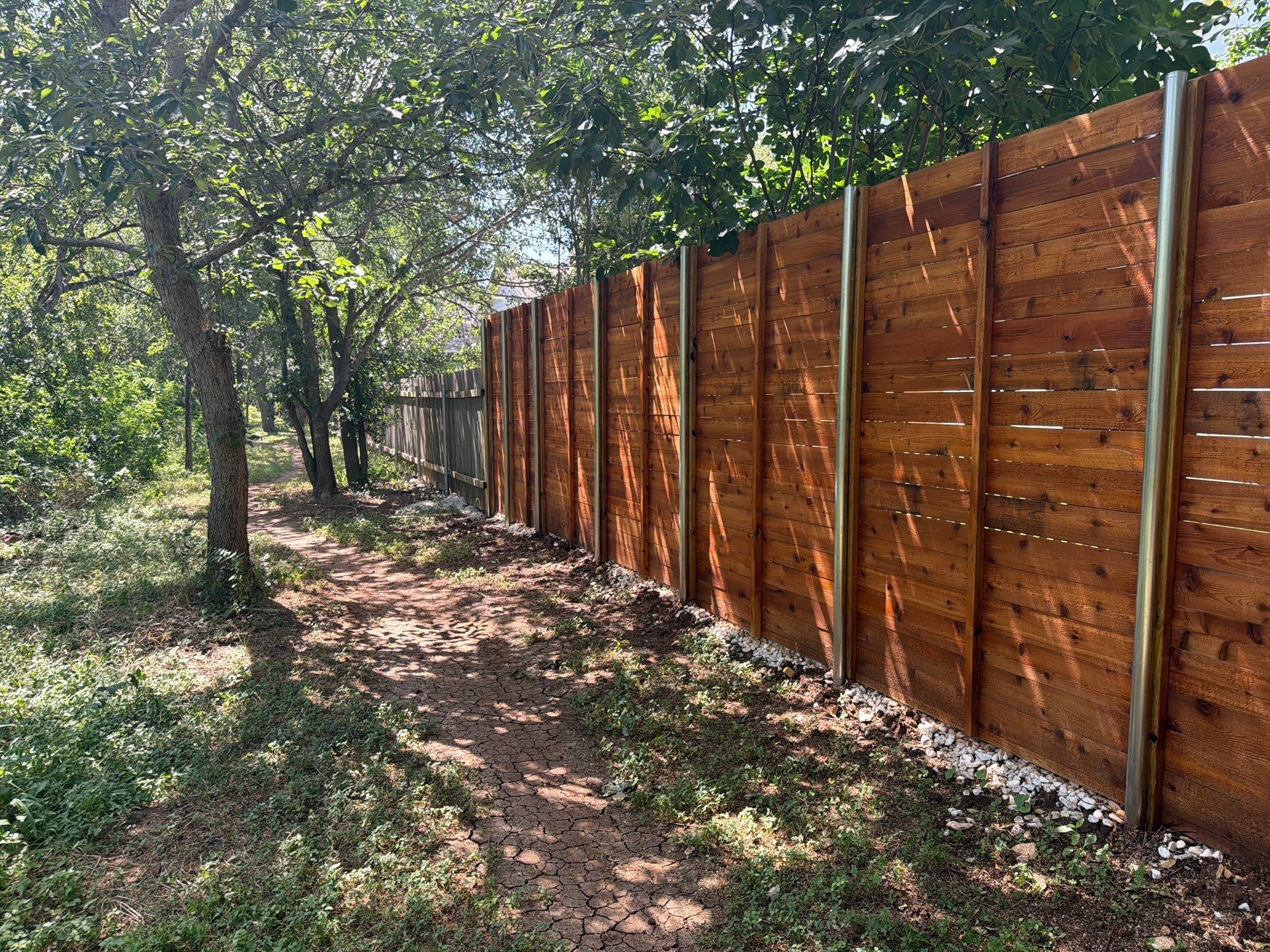 Custom Horizontal Cedar Privacy Fence and Gate Installation in Austin by Rhino Home Care