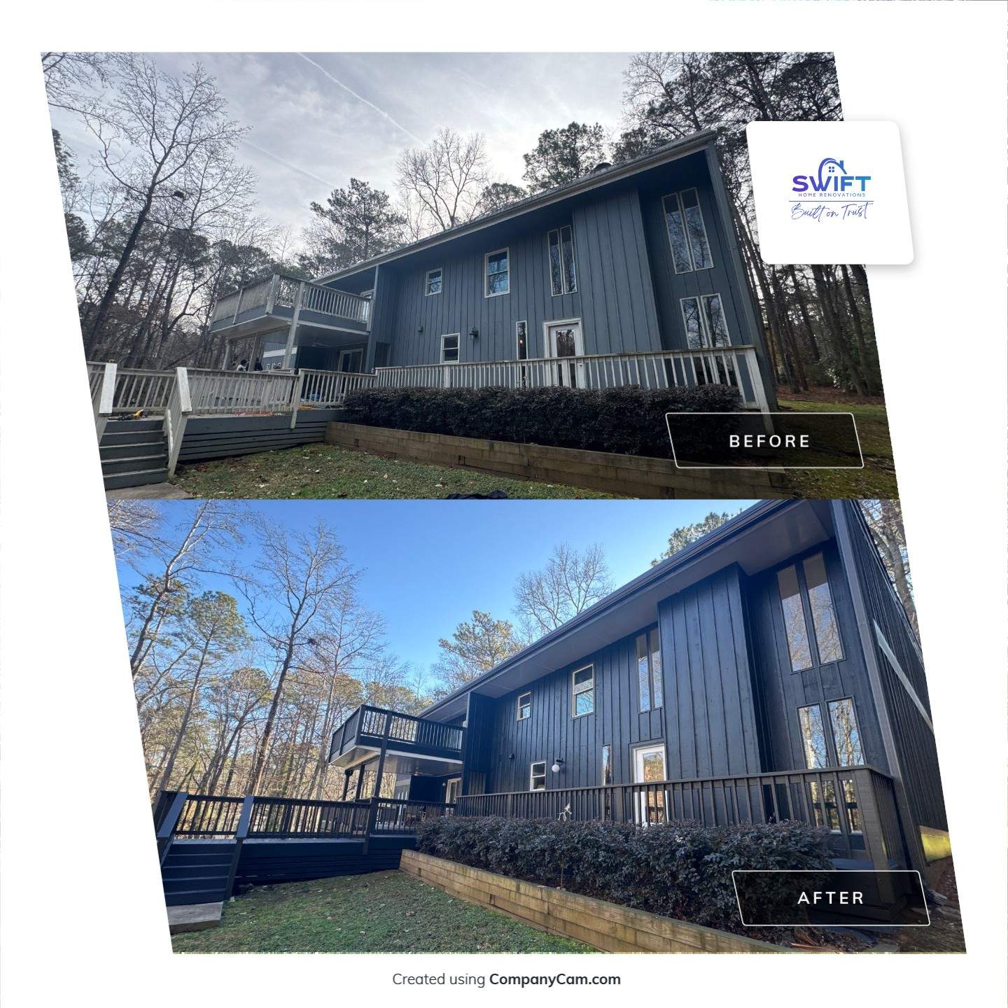 Full Exterior Transformation With Modern Black Finish by Swift Home Renovations 