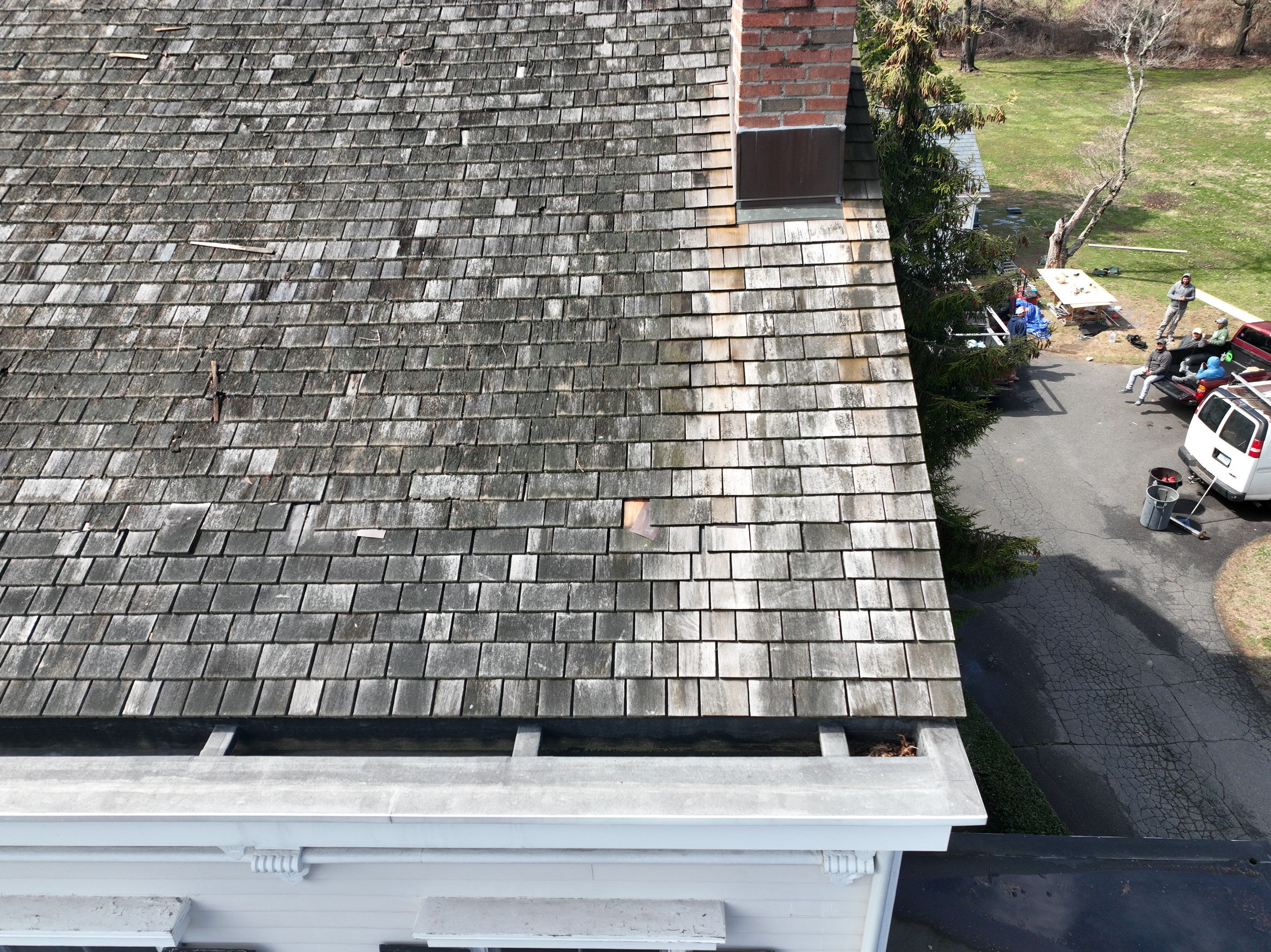 Residential Roofing Installation using Vermont Slate by A Plus Exterior