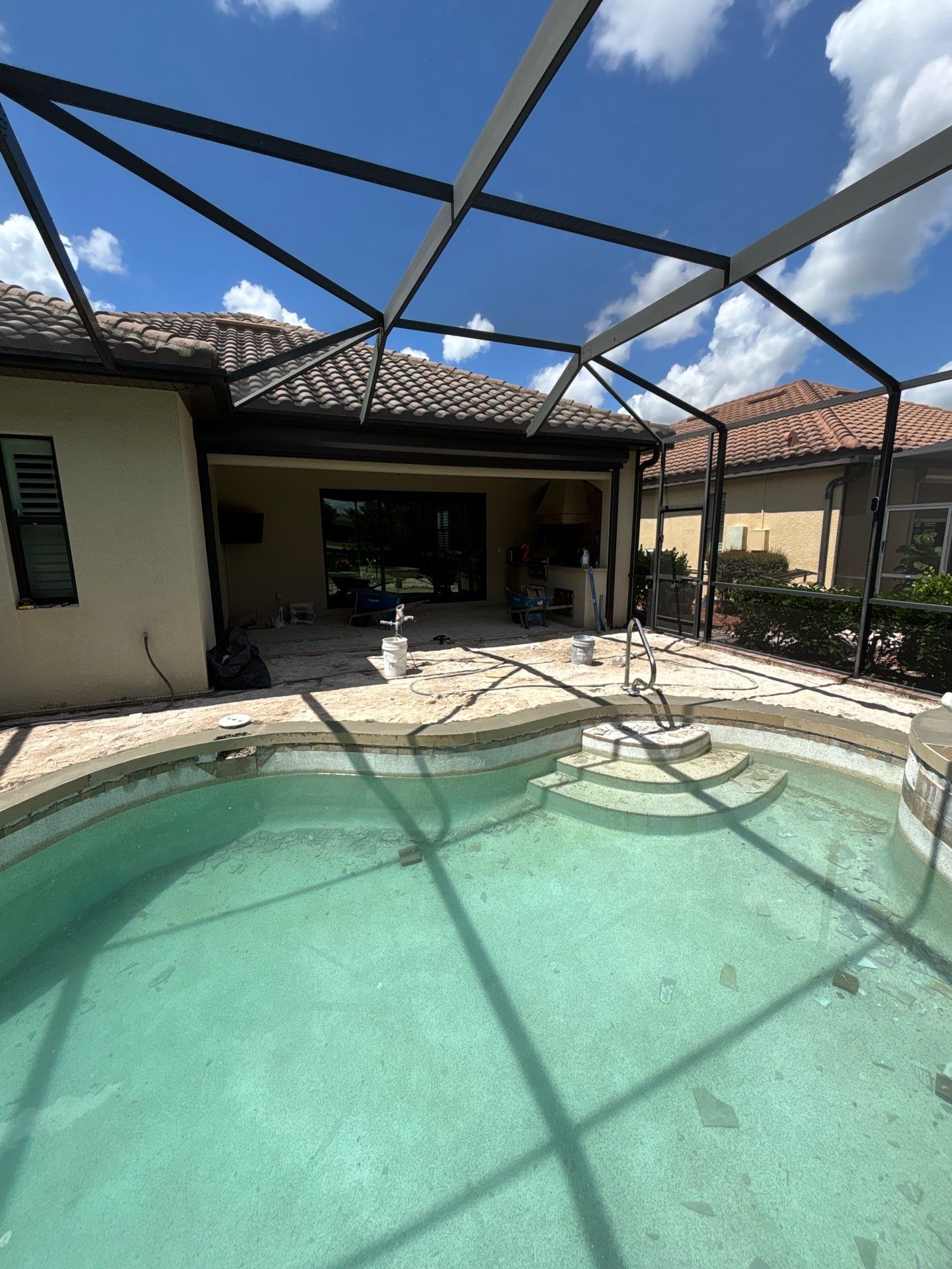 Textured Marble Pool Deck - Bonita National Golf & Country Club by Old Town Pavers Llc