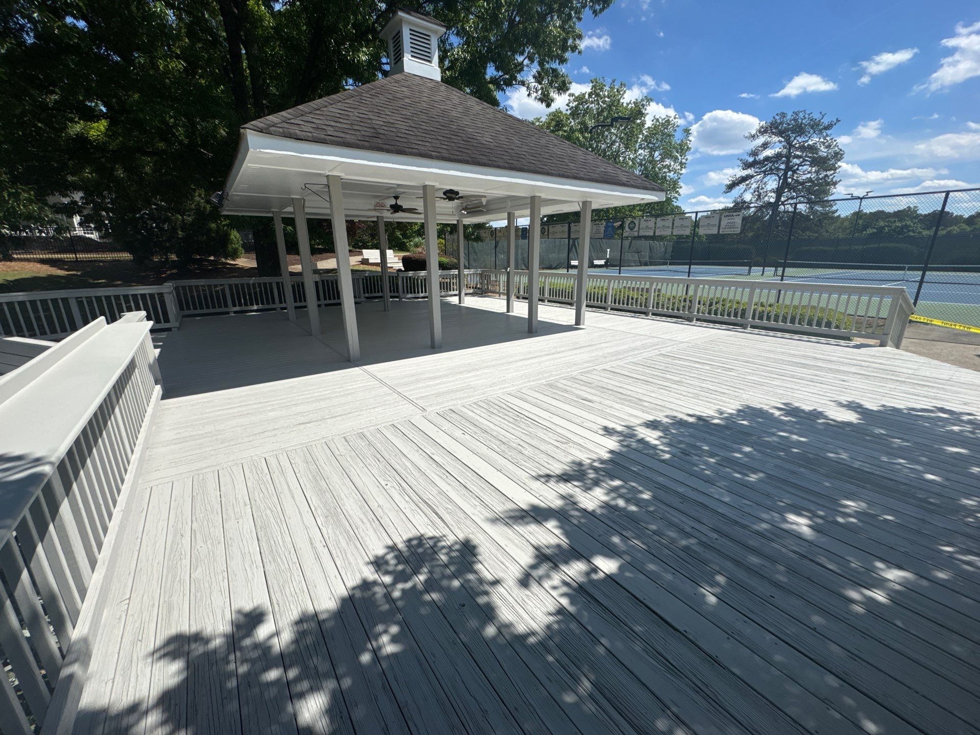Exterior Deck and Pavilion Painting for Wexford Tennis Club in Roswell by Swift Home Renovations