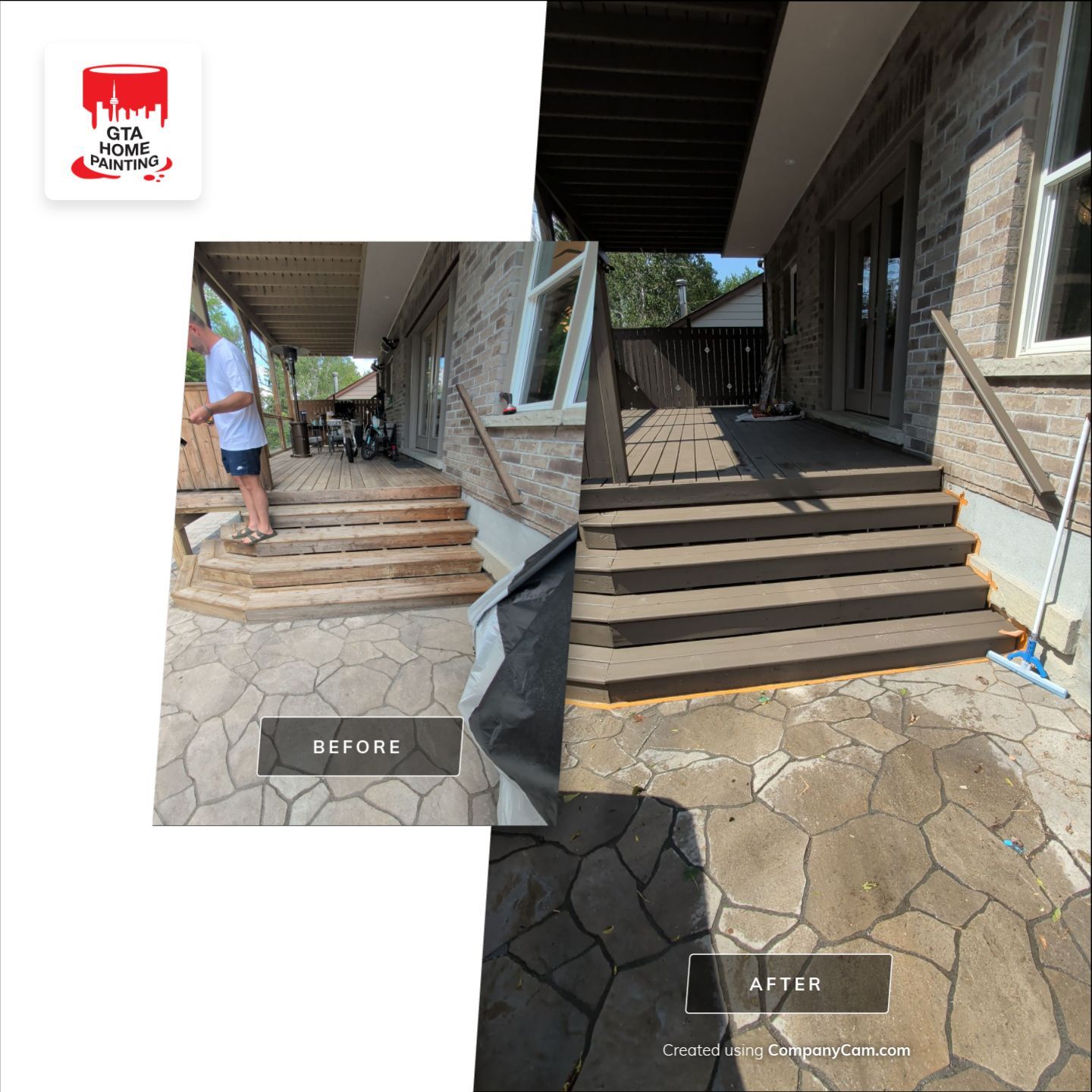 Multi-Level Deck Restoration and Glass Railing Installation in King by GTA HOME PAINTING