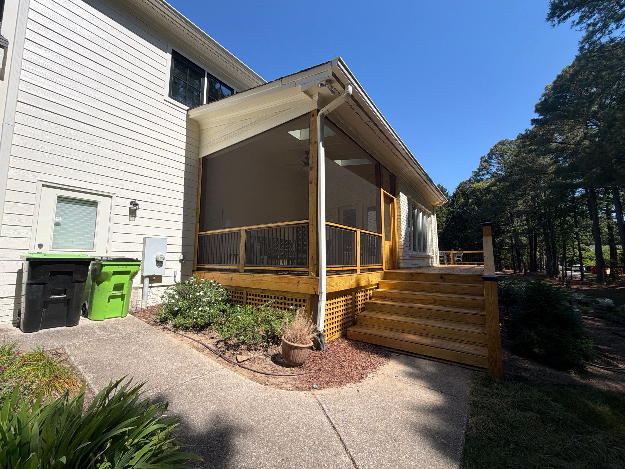 Deck Stain, Round Balusters & Screened Porch Transformation by Billy Weatherspoon Contractor