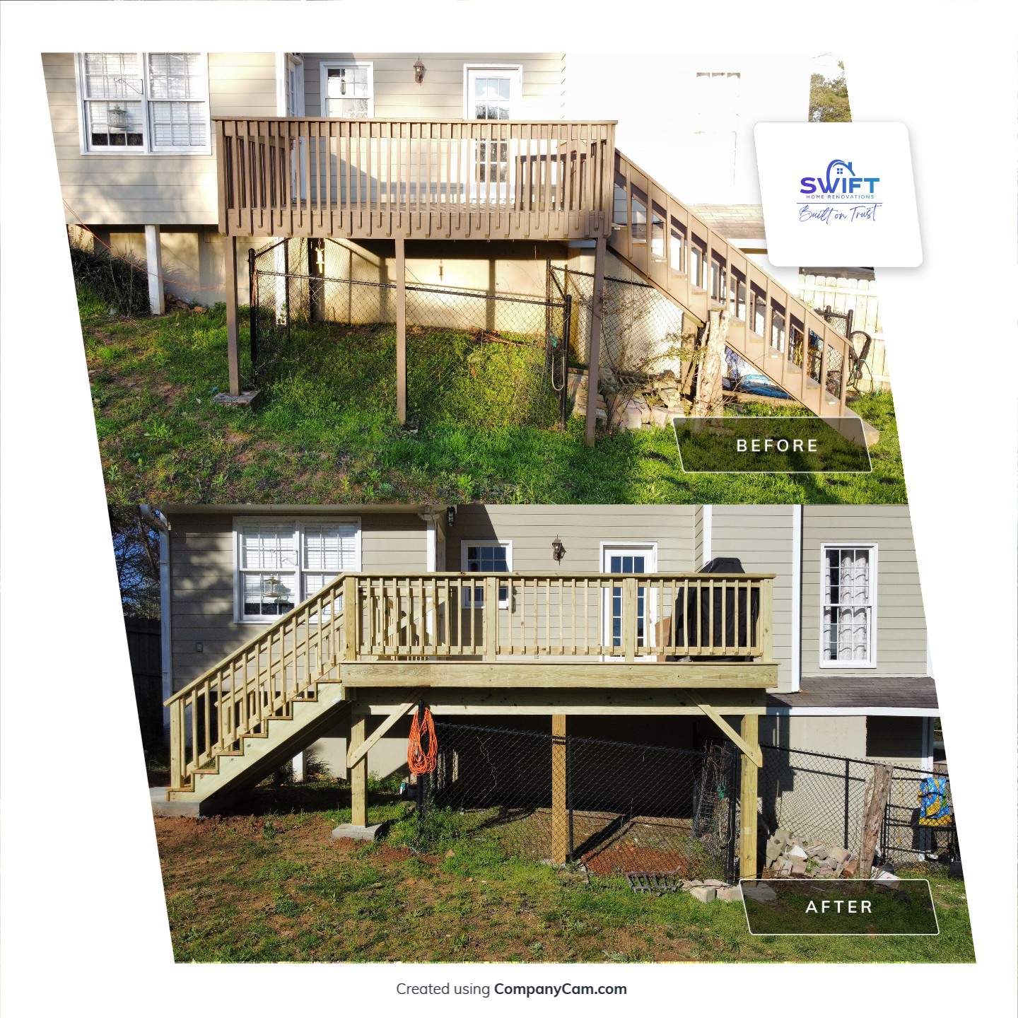 Elevated Pressure-Treated Wood Deck Replacement in Marietta by Swift Home Renovations