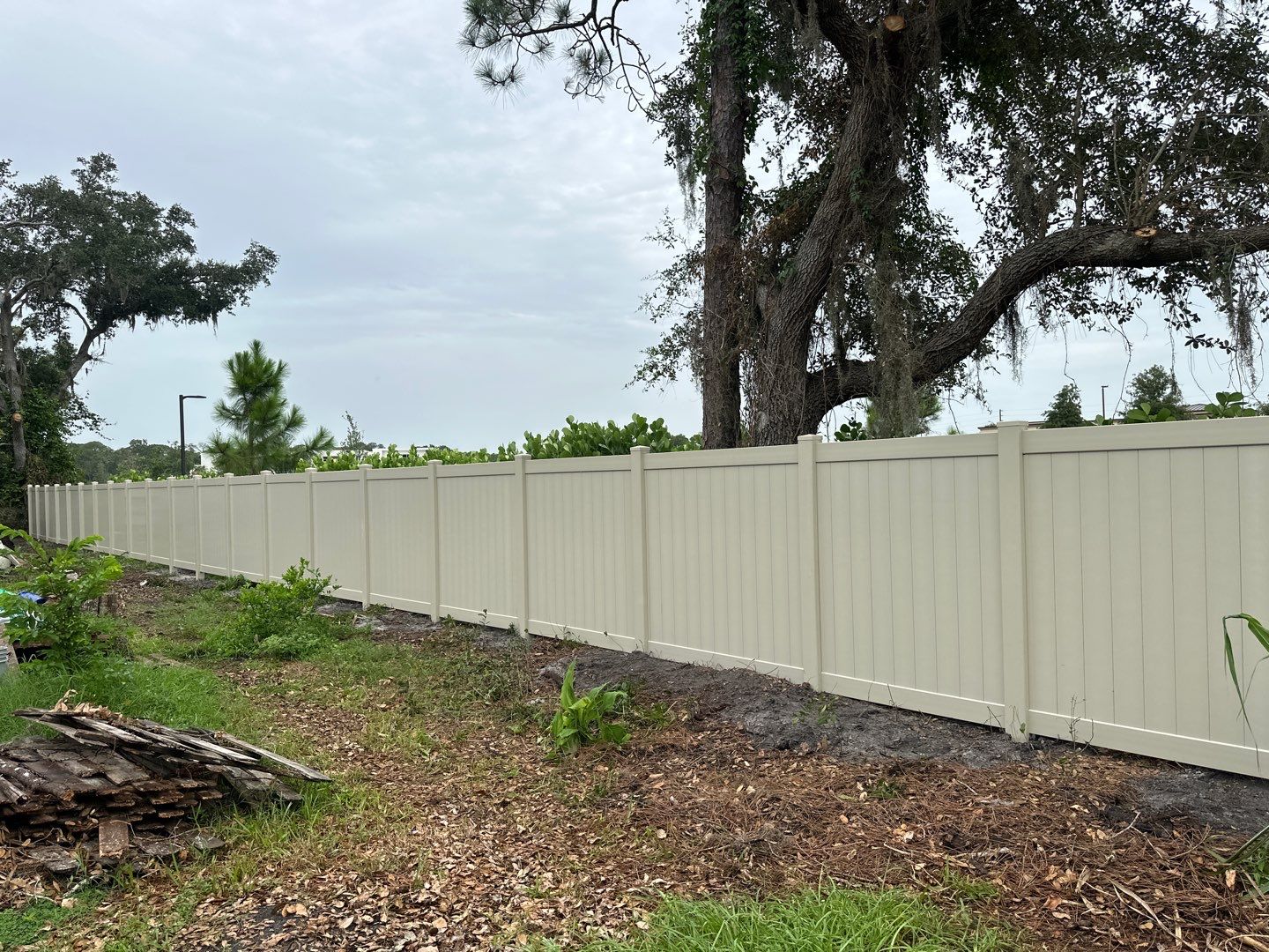 Vinyl Fence Installation using Tan Vinyl Privacy Fence by Asap fence and gates, LLC