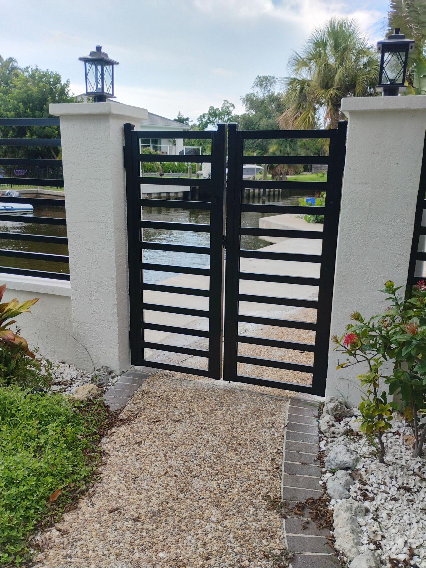 Custom Aluminum Horizontal Slat Fencing and Decorative Gates in Siesta Key by True Fence LLC