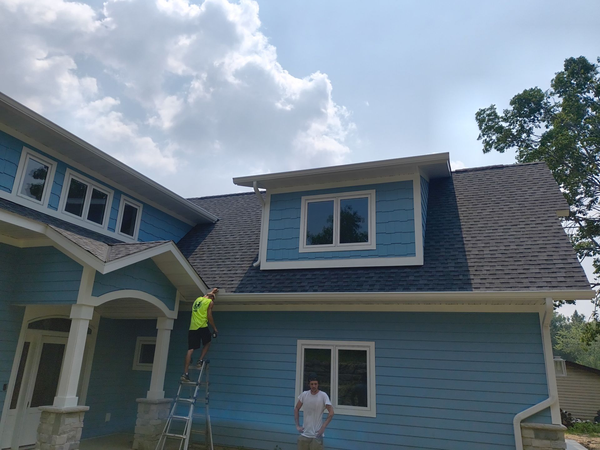 White Seamless Gutters in Maple Lake, MN by Next Level Seamless Gutters / Exteriors Inc.