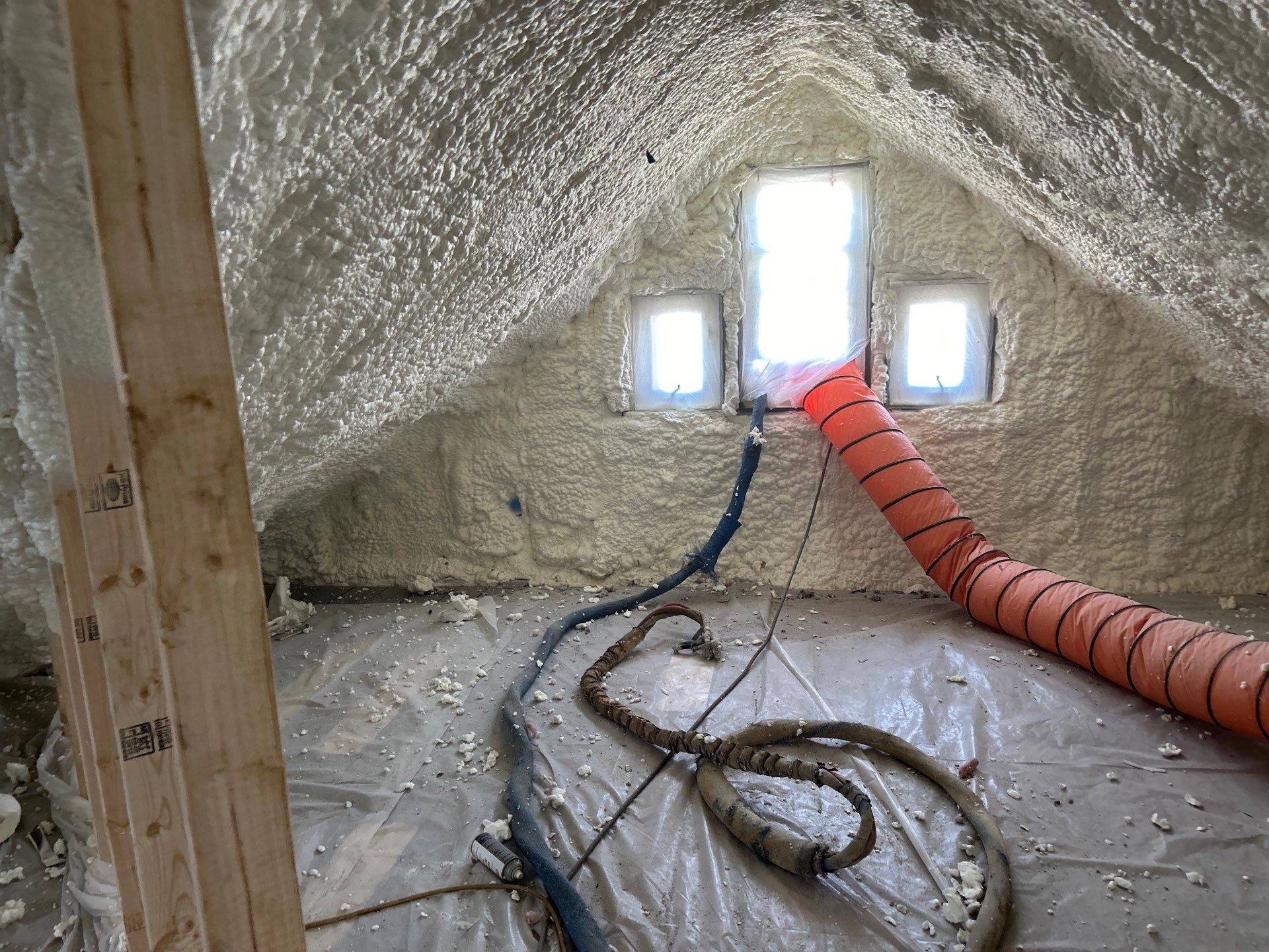 Attic Insulation using open cell spray foam by NYS Foam & Energy