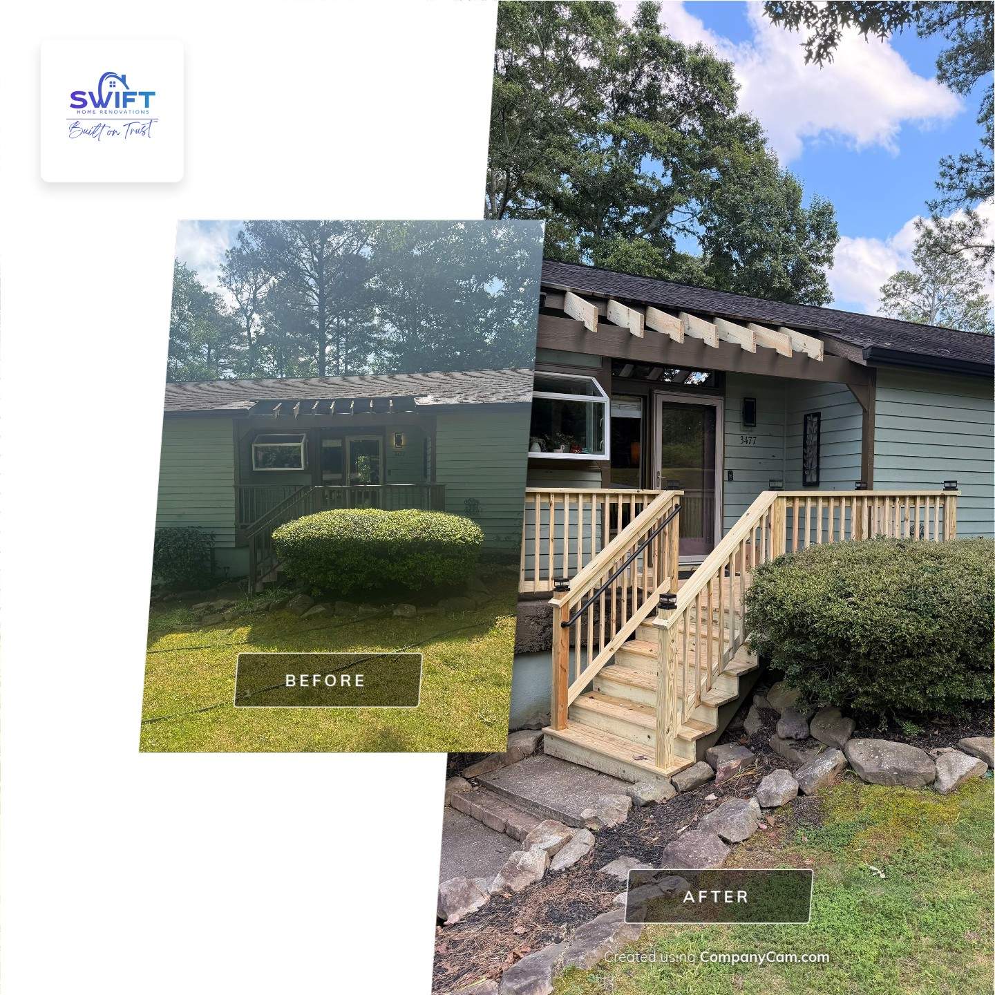 Wood Front Porch and Custom Pergola Installation in Marietta by Swift Home Renovations