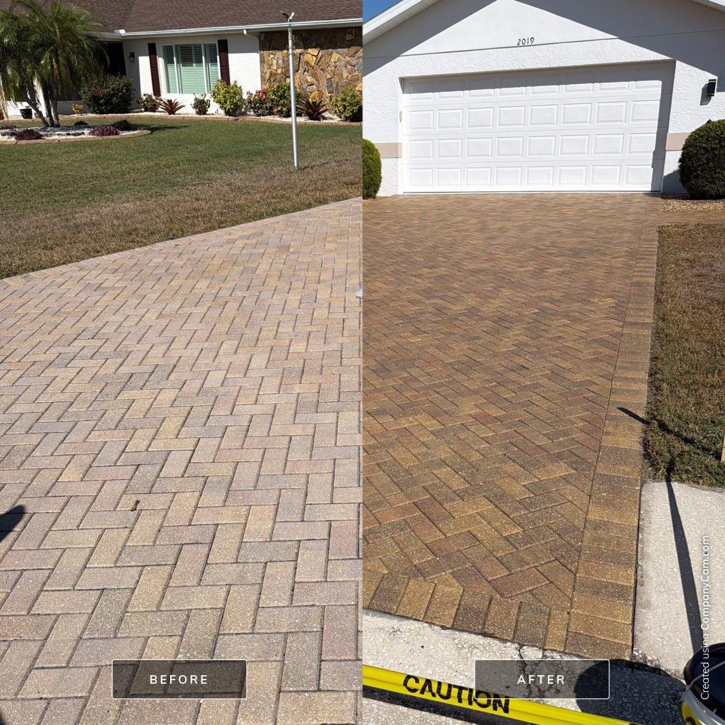 Restoring Herringbone Paver Driveway and Walkway in Sun City Center by Supreme Paver Experts